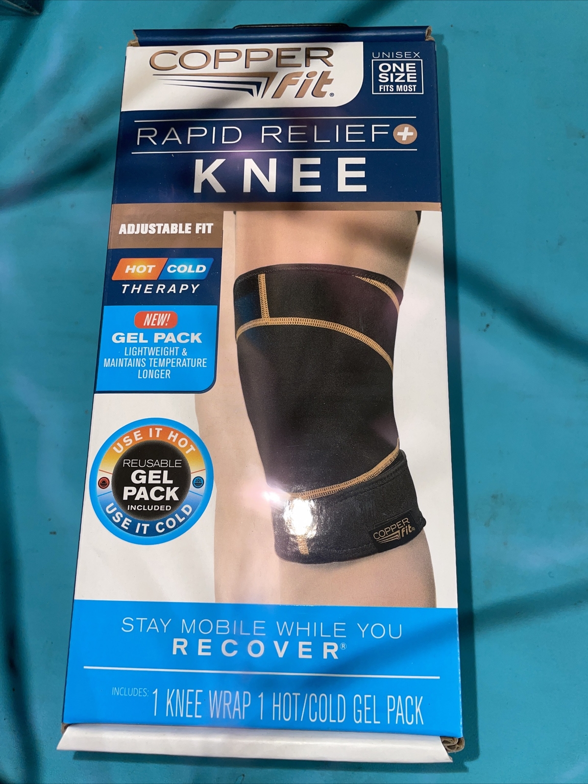 Copper Fit Rapid Relief, , Knee Wrap with Hot/Cold Gel One Size Fits Most