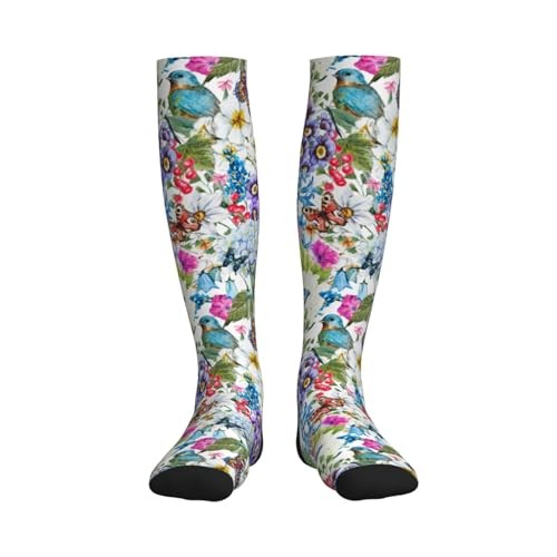 Compression Socks Women And Men For Nurses One Size Watercolor Floral Pattern