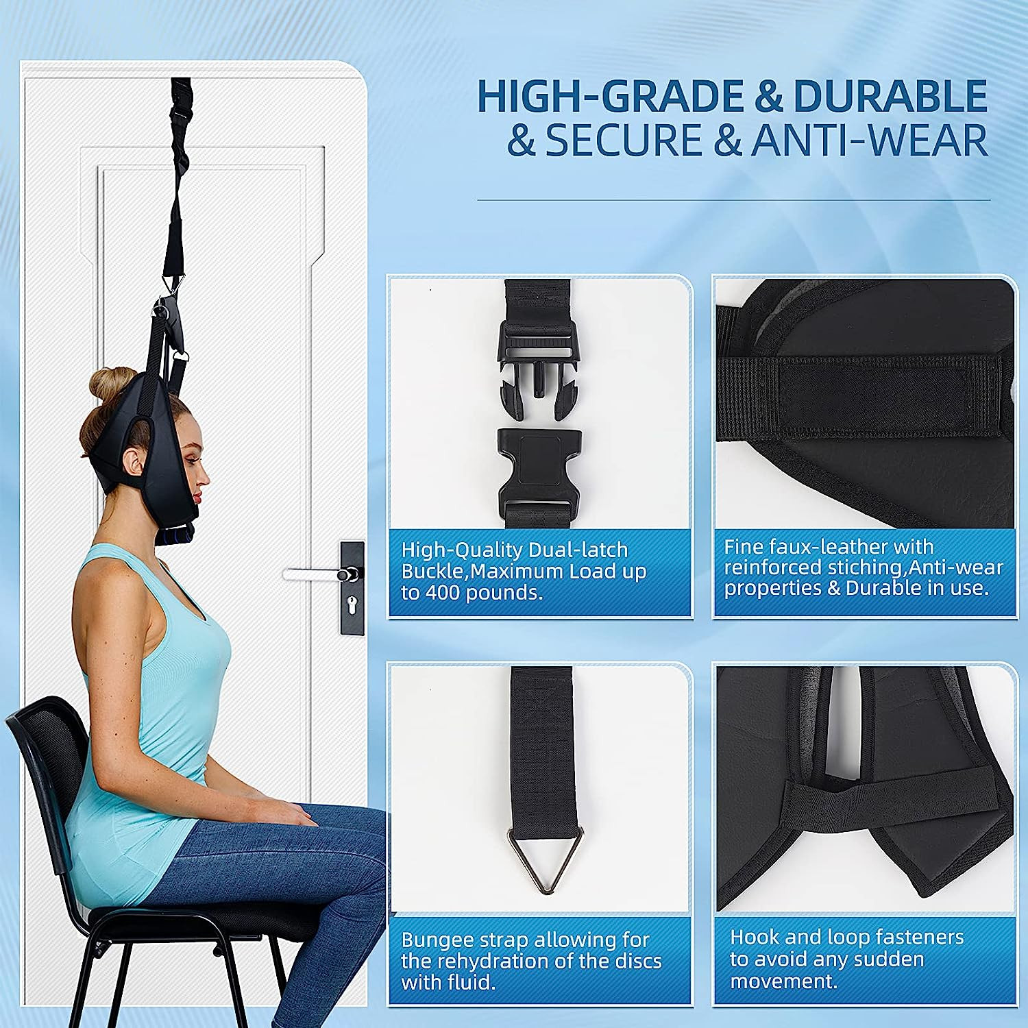 Cervical Neck Traction Device Over-The-Door,Portable Neck Stretcher