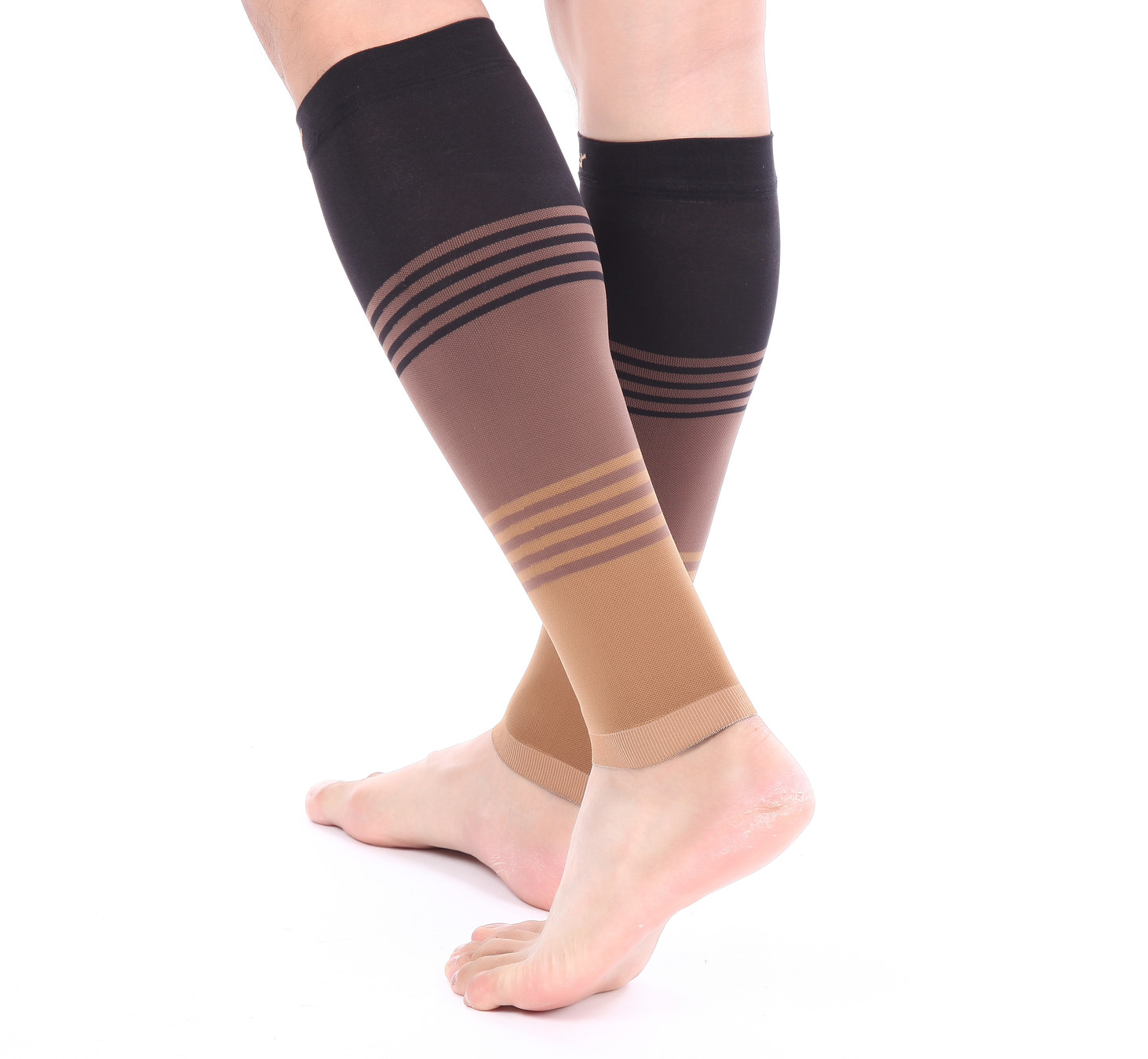 Doc Miller Calf Compression Sleeve 1 Pair 20-30mmHg Varicose Veins BLK/BROWN/TAN