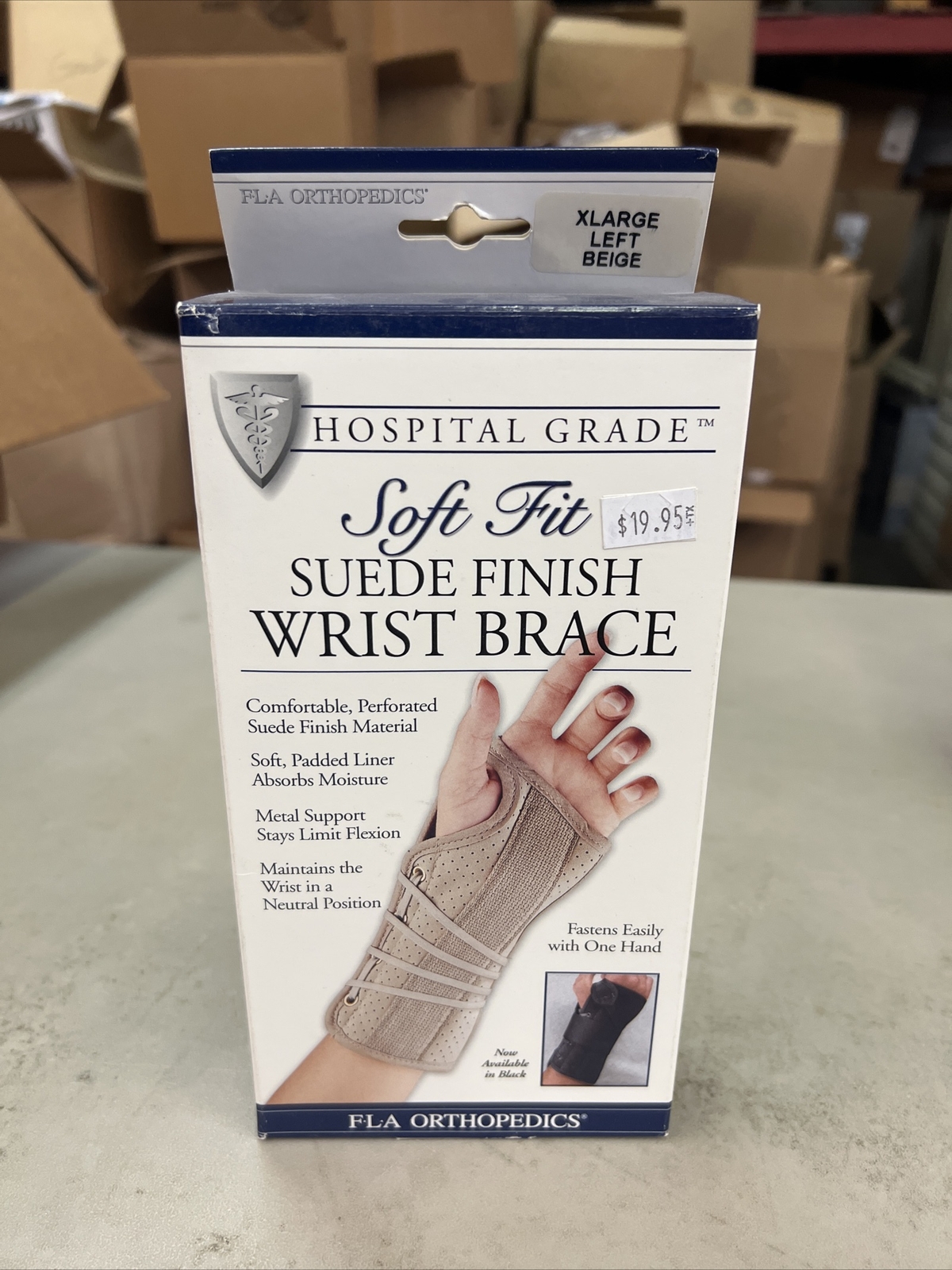 FLA Soft Fit Suede Finish Wrist Brace Beige Left Hand Size XL New In Box