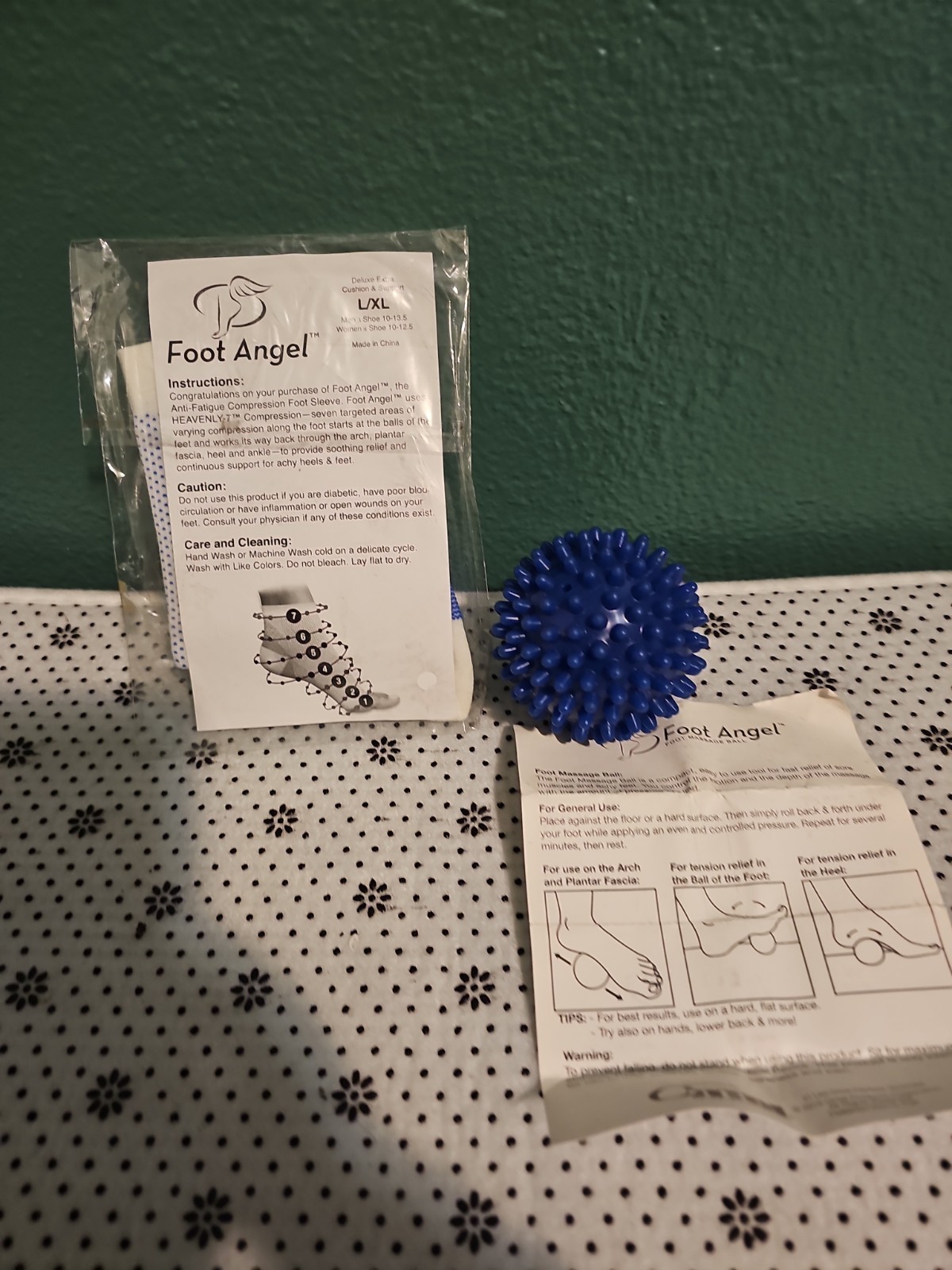 Foot Angel Anti-Fatigue Compression Foot Sleeve Size L/X L + FA Massage Ball