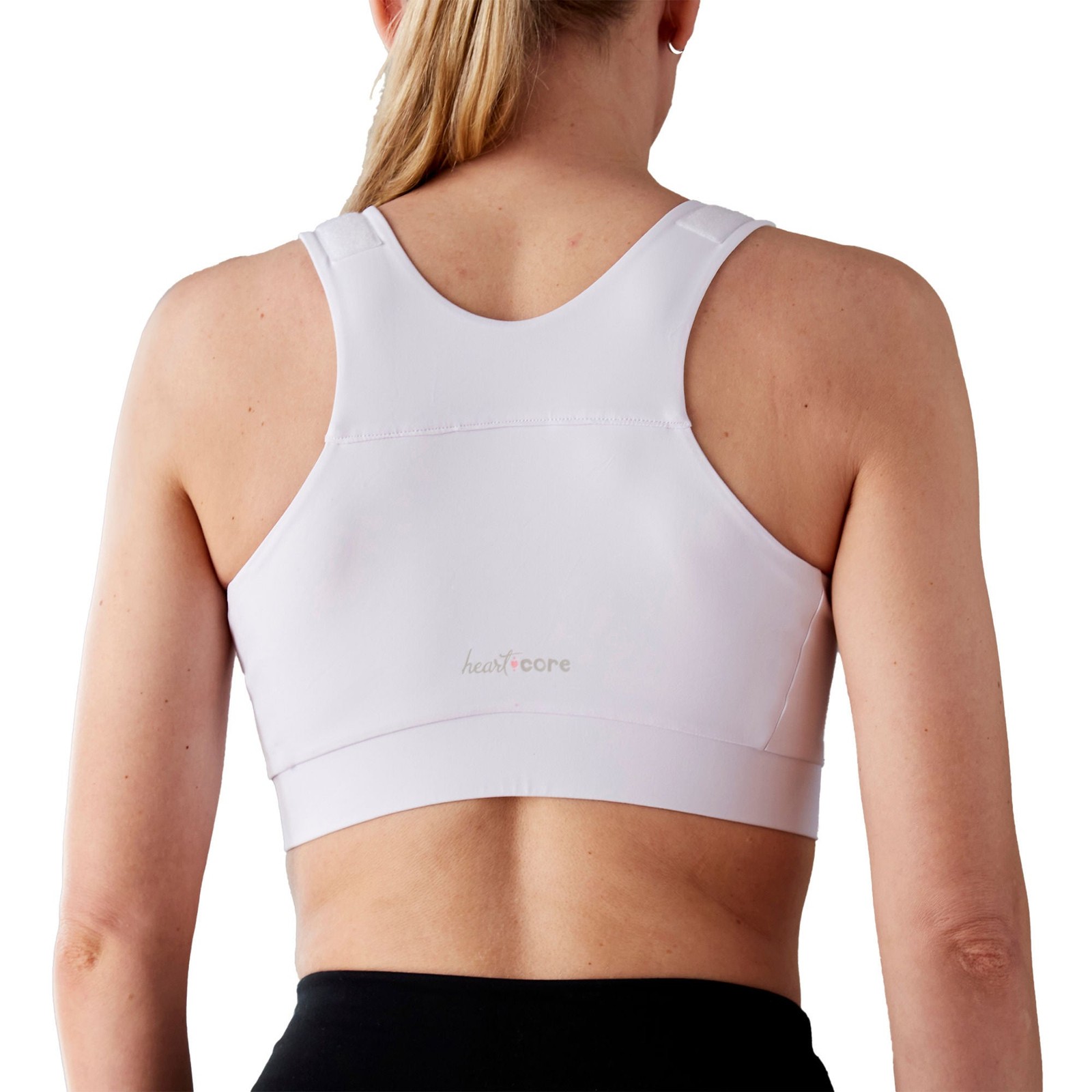 heart&core Shirl Bra Post-Surgery Racerback Bra Double Zipper Front White Medium