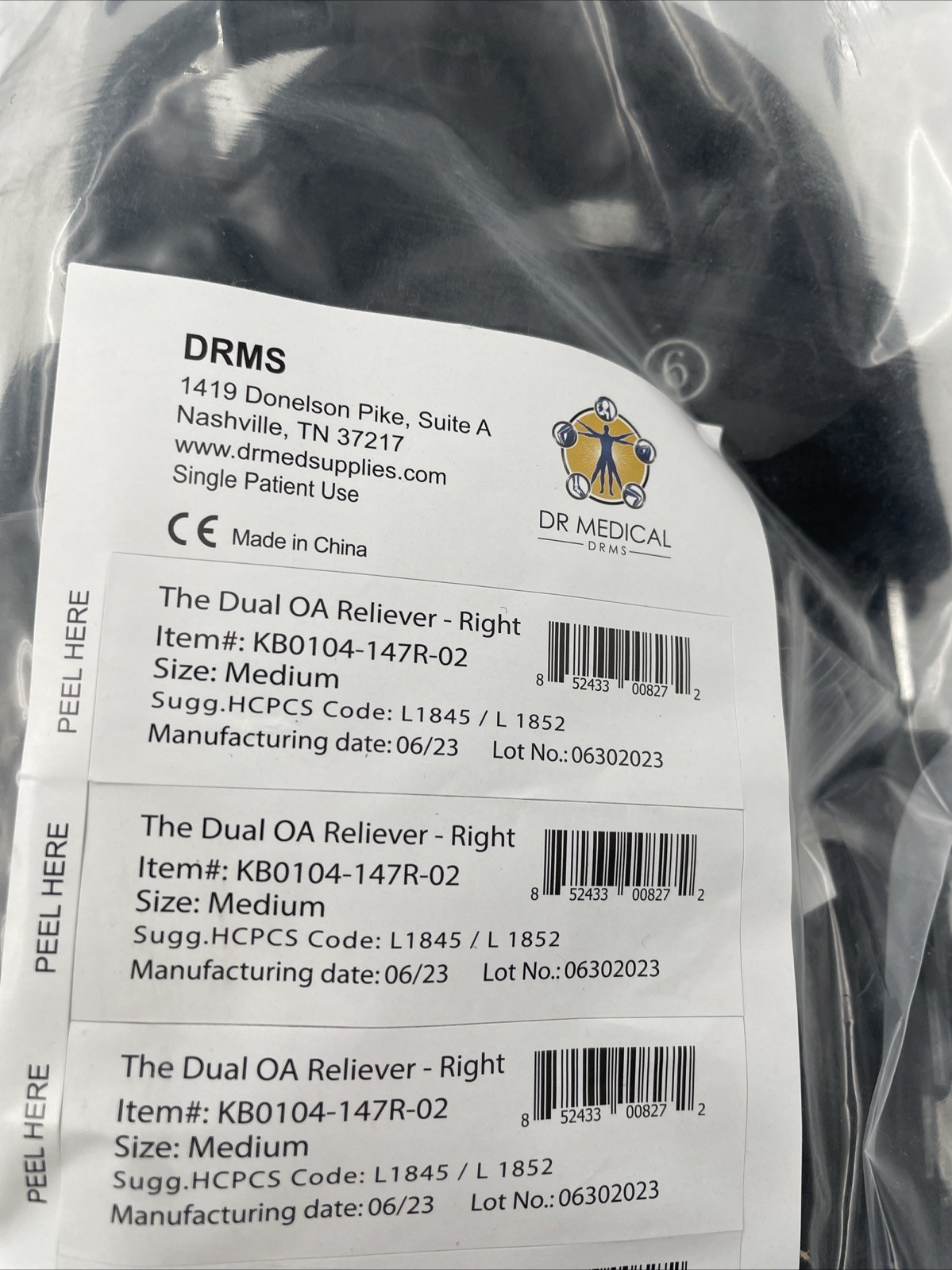 Knee Brace Medium Right Dr Medical The DUAL OA Reliever KB0104-147R-02 New Mint