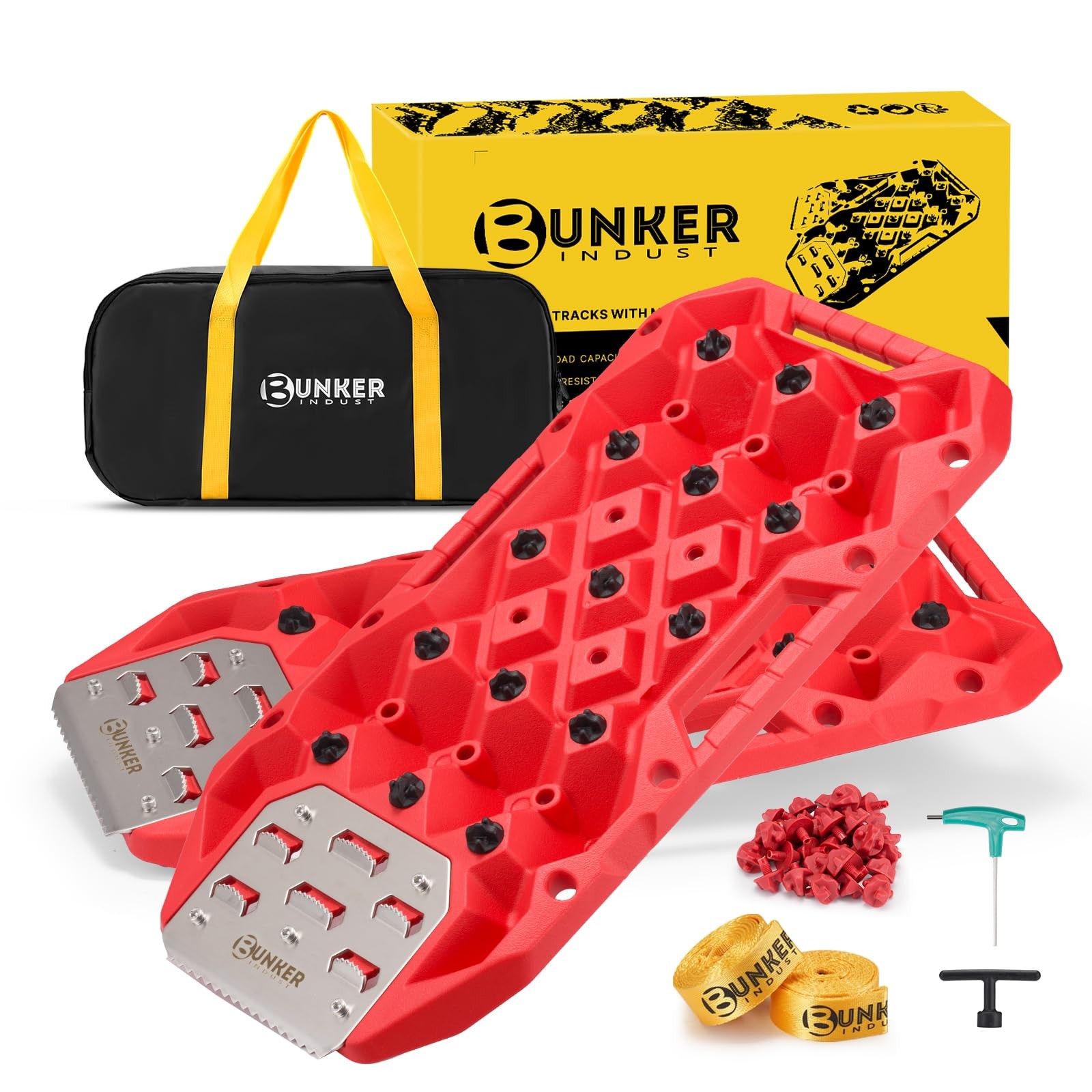Offroad Traction Boards with Jack Base, Pair Portable Recovery Track Tire Tra…
