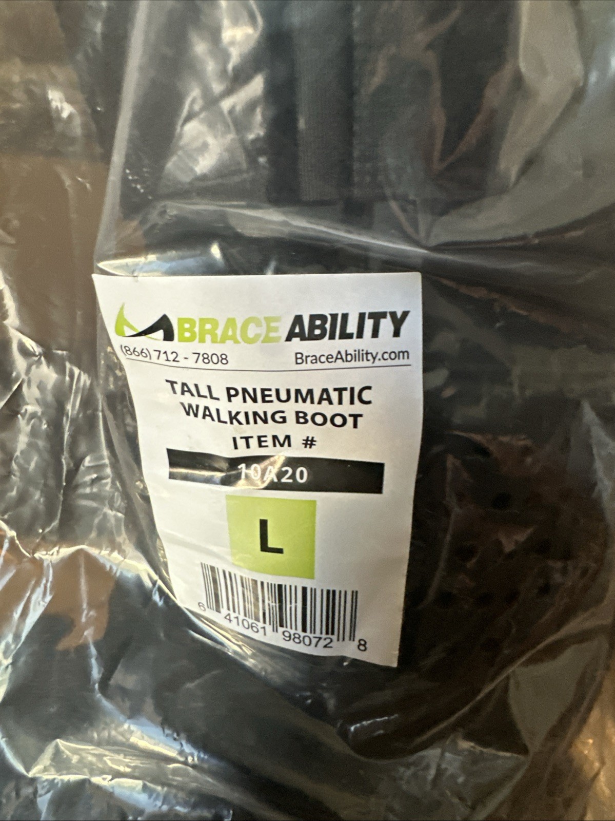 Braceability Tall Pneumatic Walking Boot L Large New