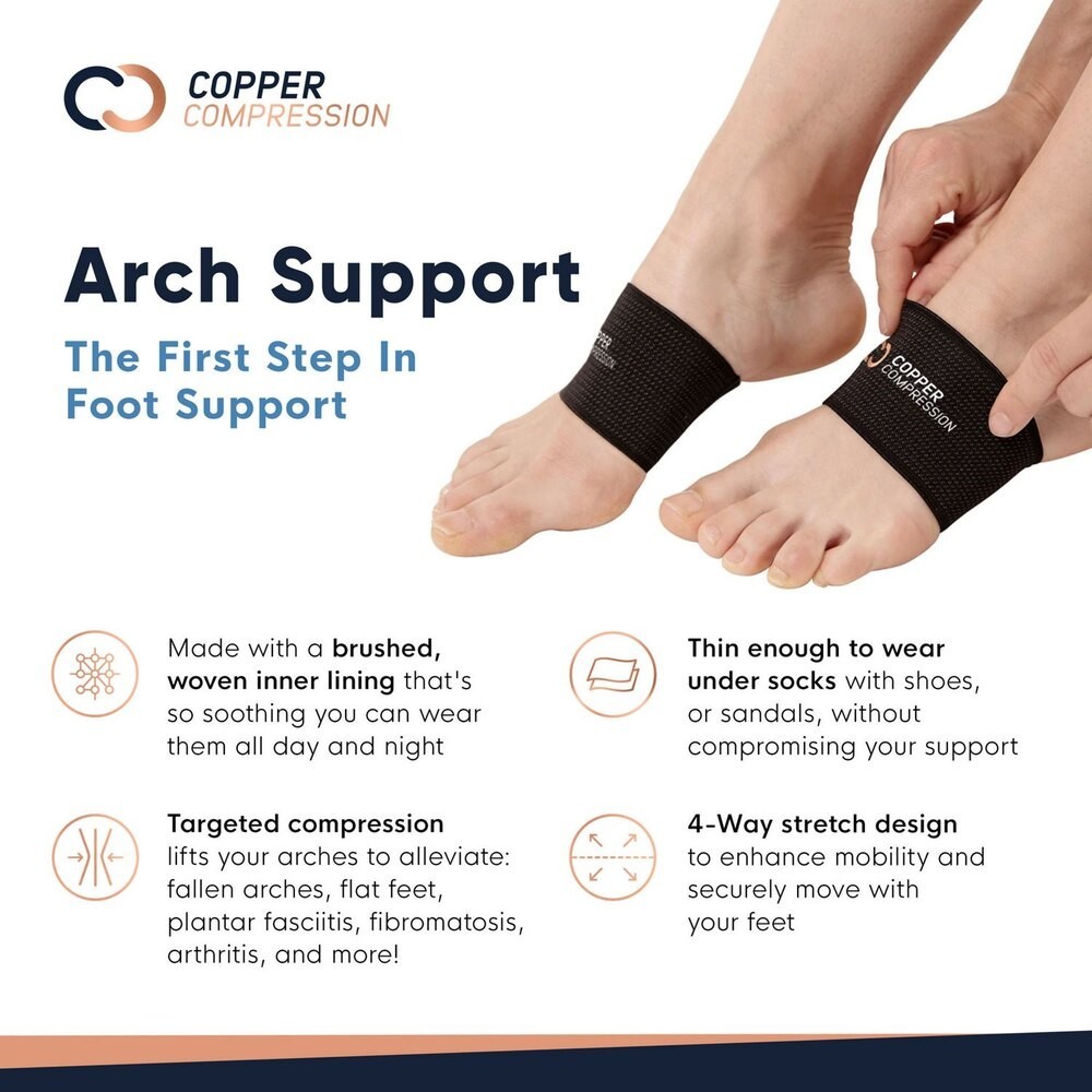 NEW Copper Compression Arch Support Unisex O/S Arch Supports Non-Slip