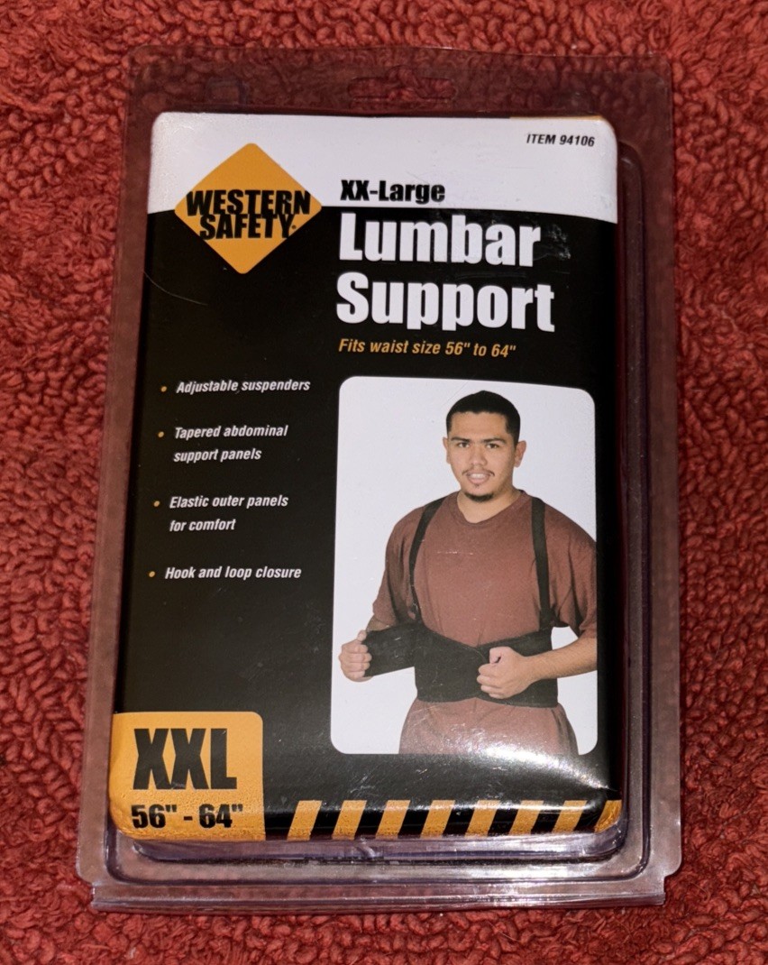 Western Safety Lumbar Support XX-Large (56″- 64″) With Adjustable Suspenders NEW
