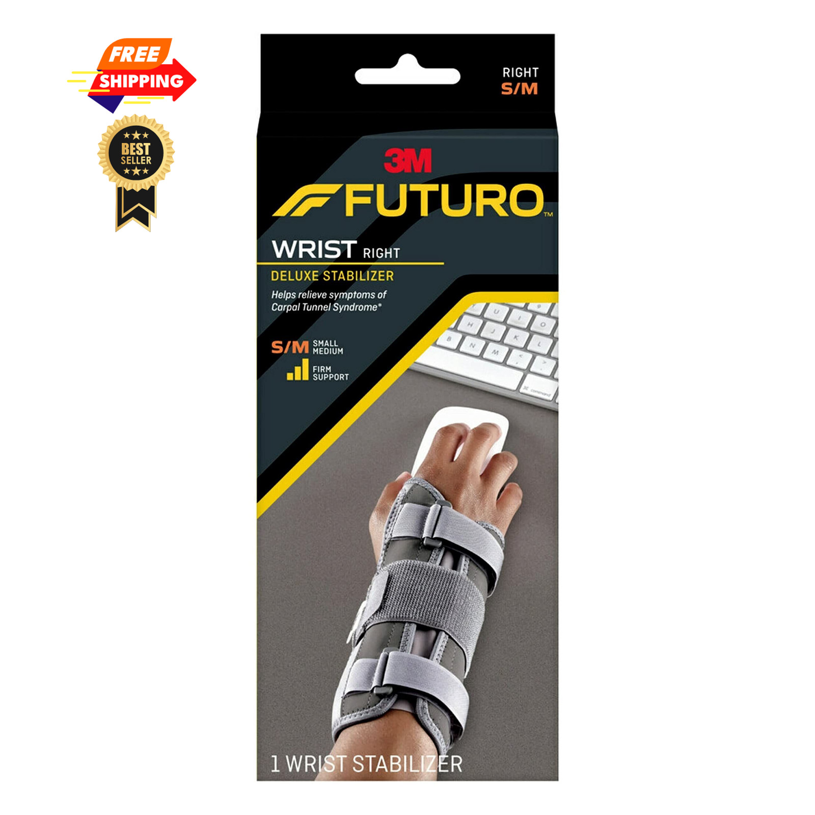 FUTURO Deluxe Wrist Stabilizer Right Hand, S/M Small/Medium, Beige