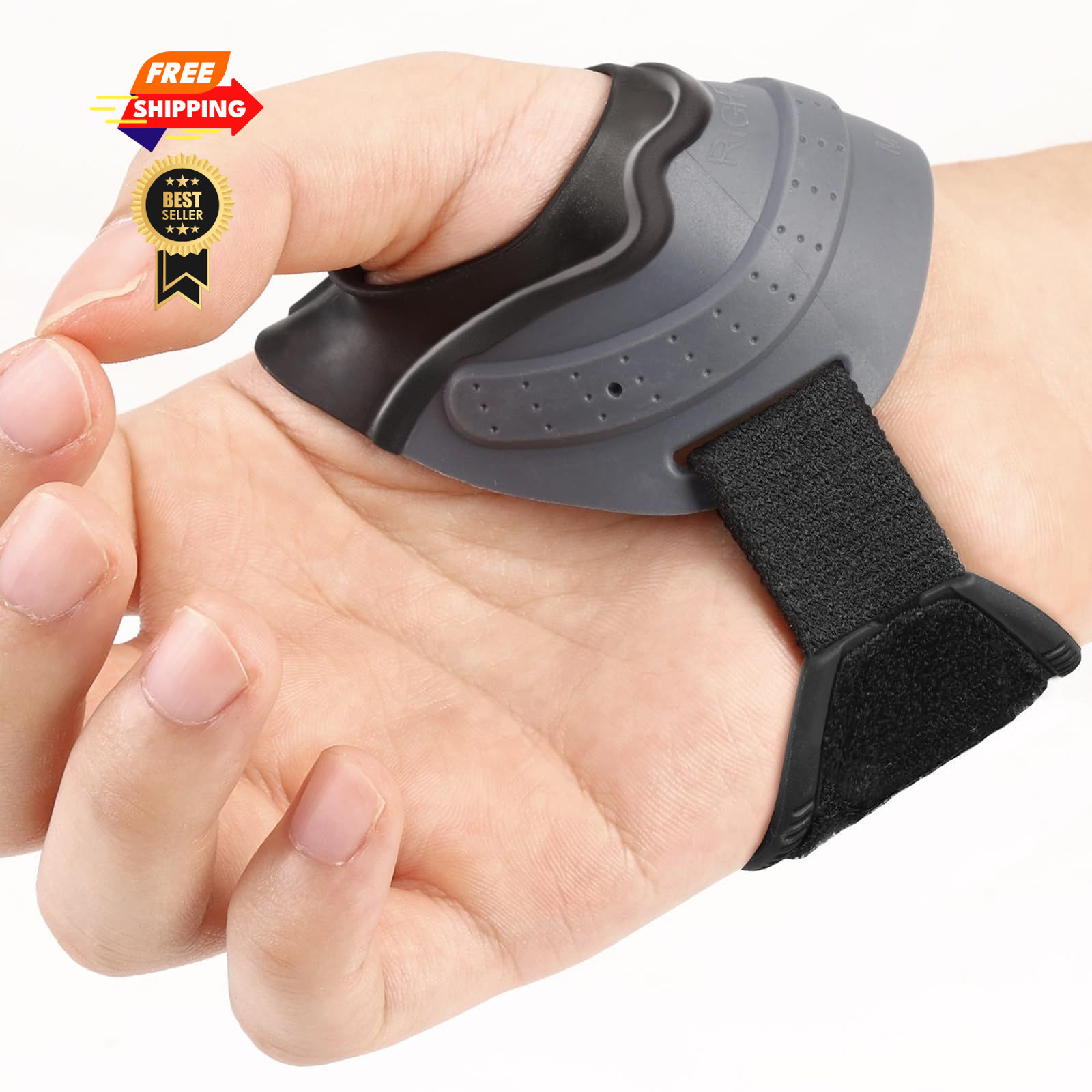 Velpeau CMC Thumb Brace for Arthritis Pain and Medium, Grey-Right Hand