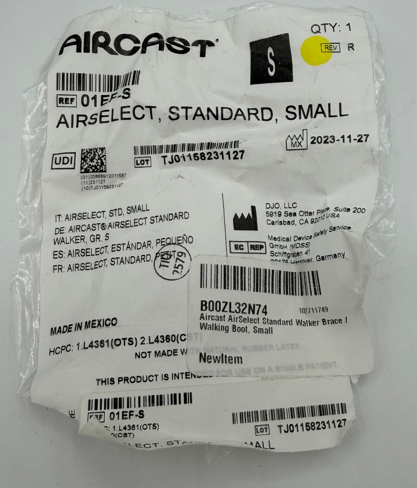 Aircast AirSelect Walker Brace and Walking Boot | Gray | Size Small NEW