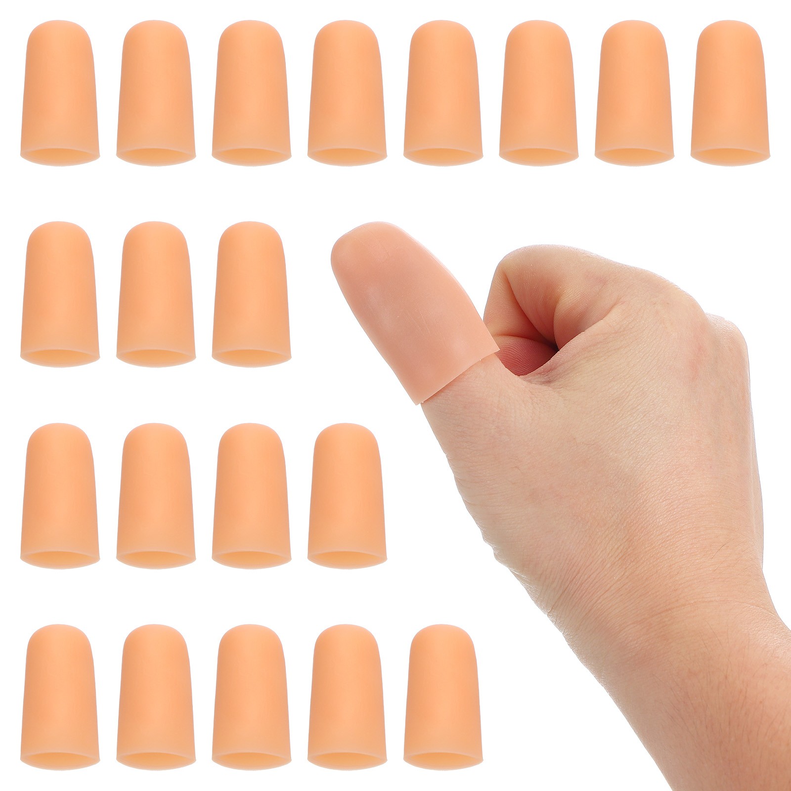1.6″ Silicone Gel Finger Cots, 20 Pcs Fingertips Sleeve Protector, Beige