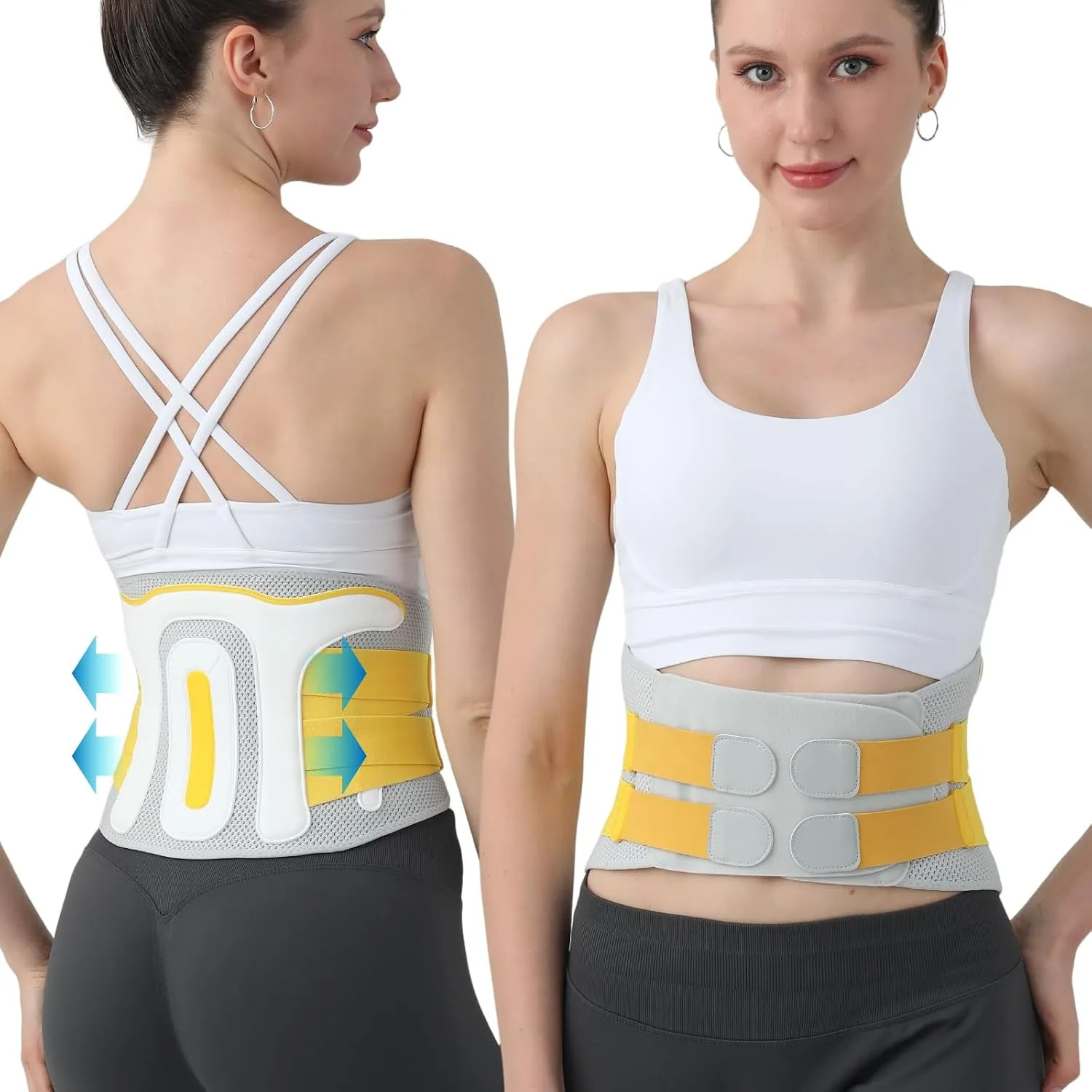 Lower Back Brace Support Belt with 5 Stays Breathable Mesh for Pain Relief Si…