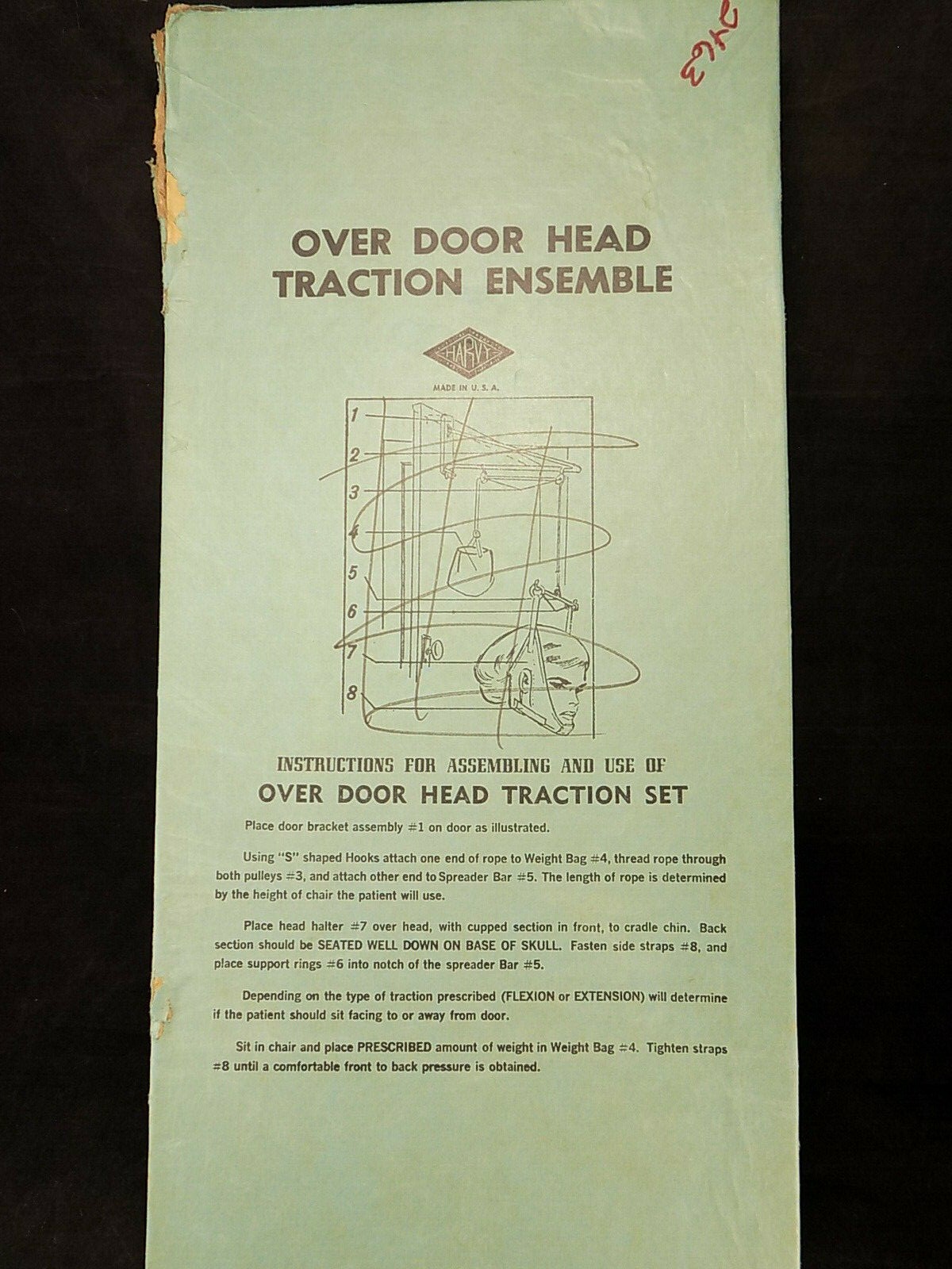 HEAD TRACTION SET Vintage HARVY OVER DOOR w/ Box & Instructions