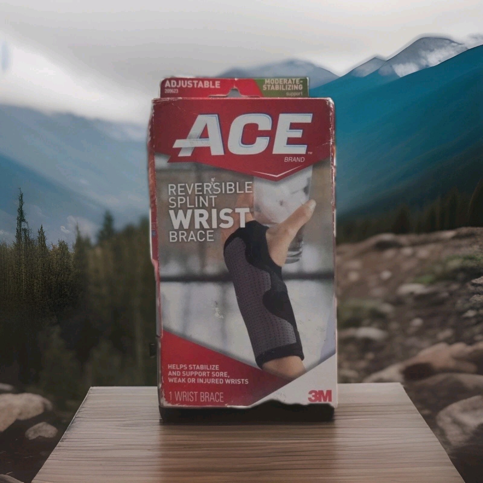 ACE Reversible Splint Wrist Brace Adjustable Black 1ct Stabilizes & Supports
