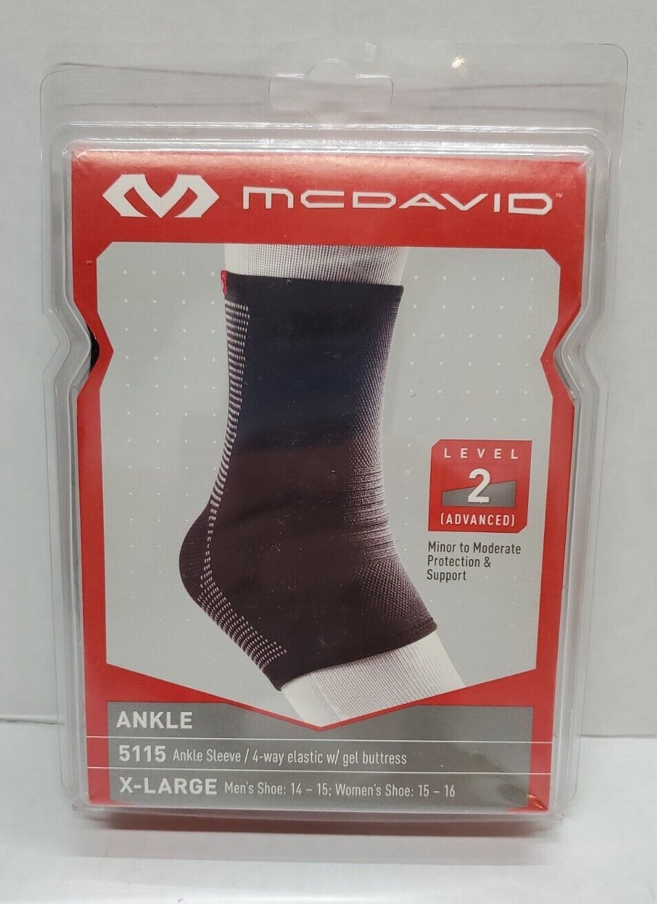 MCDAVID 5115 ANKLE SLEEVE XL X-LARGE LEVEL 2 ADVANCED 4 WAY *New*
