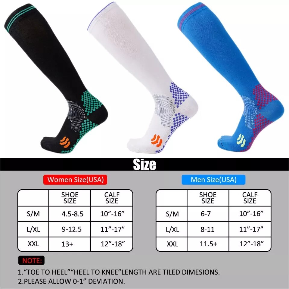 3 pairs of compression stockings, athletic knee running, 20-30 millimeters