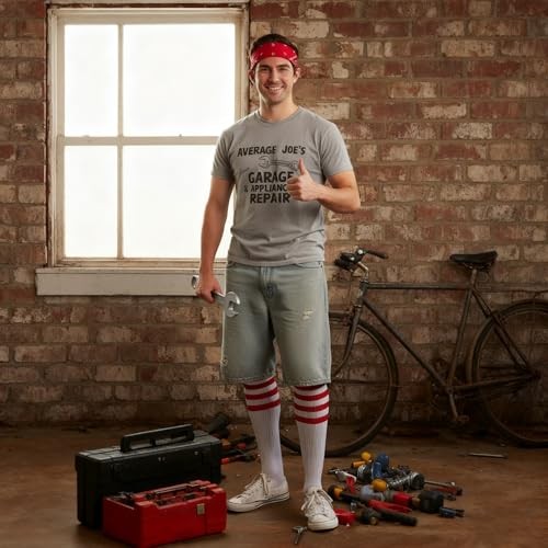 Knee High Tube Socks: Over the Calf Retro Striped Socks for One Size White/Red
