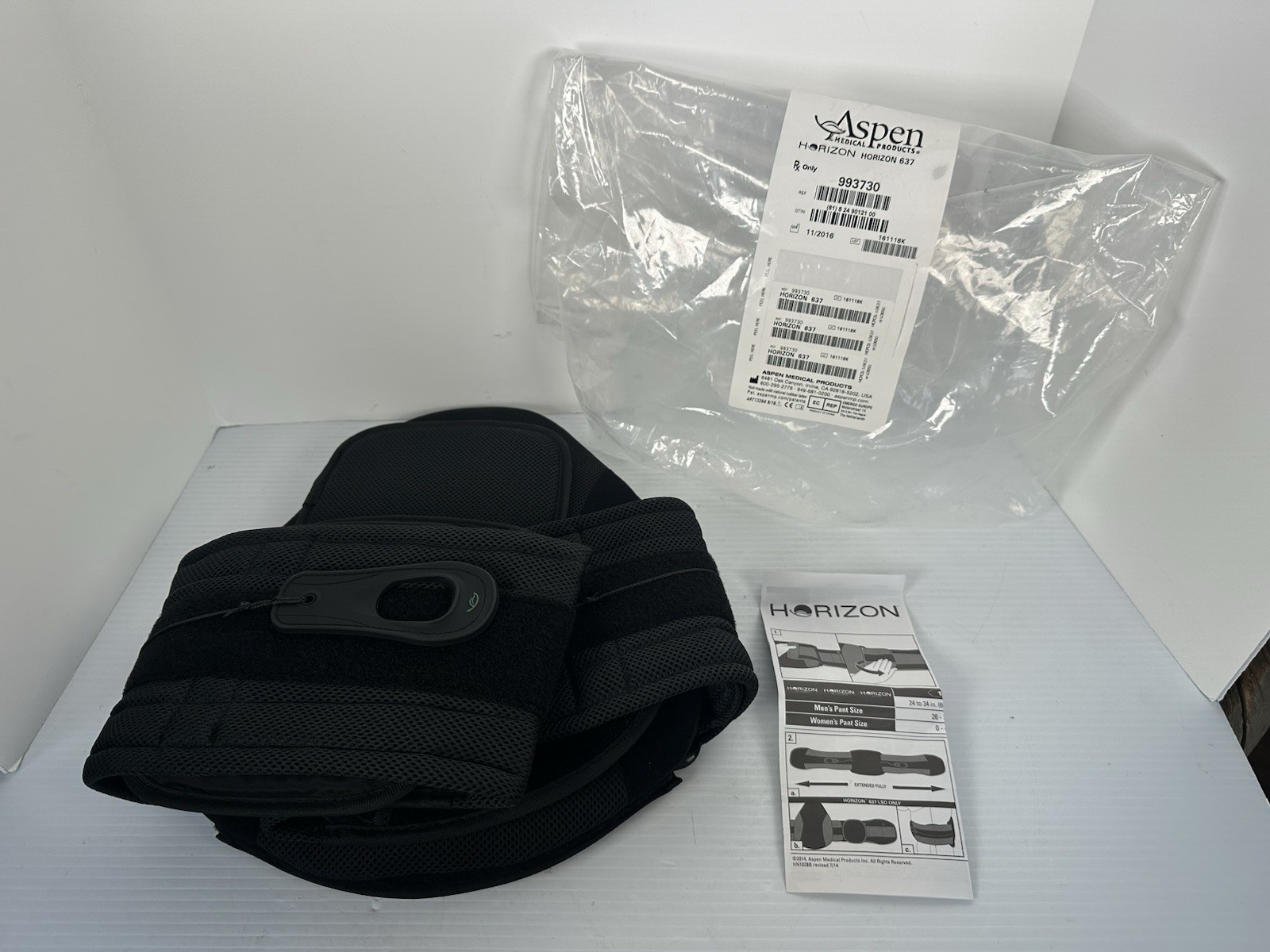 New Original Packaging ASPEN HORIZON 637 LSO Back Brace L0637 Adjustable #993730