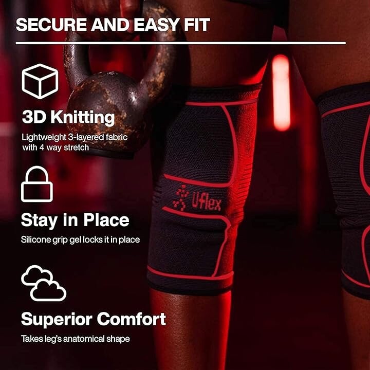 UFlex Knee Compression Sleeve Support for Women & Men, New In Package