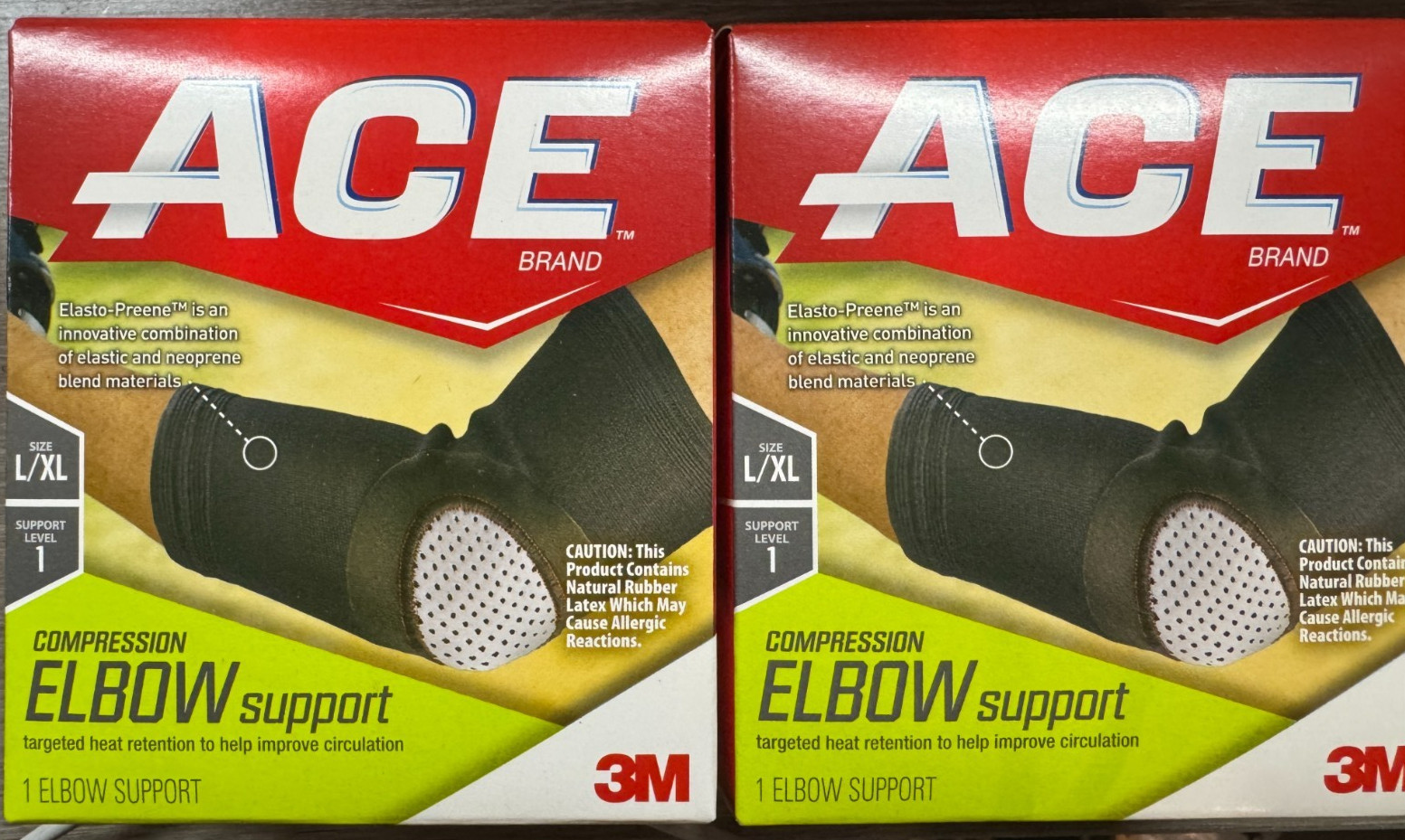 2 Ace 3M Elasto-Preene Compression Elbow Support LEVEL 1 Sz L/XL New 207524 NEW