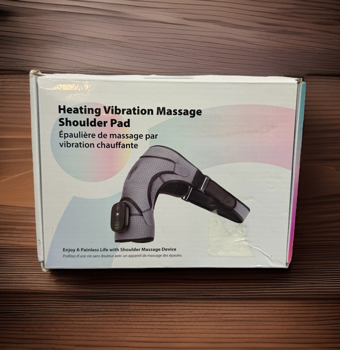 Cordless Shoulder Heating Pad Heated Shoulder Vibration Massager. Color: Black