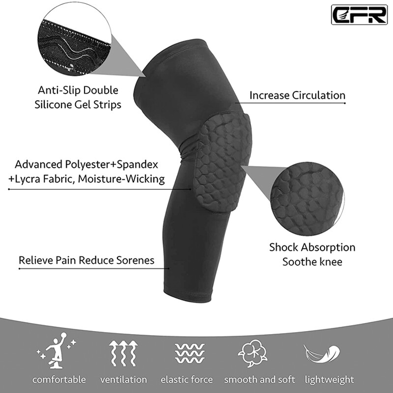 Honeycomb Pad Antislip Leg Knee Long Sleeve Basketball Crashproof Protector Gear
