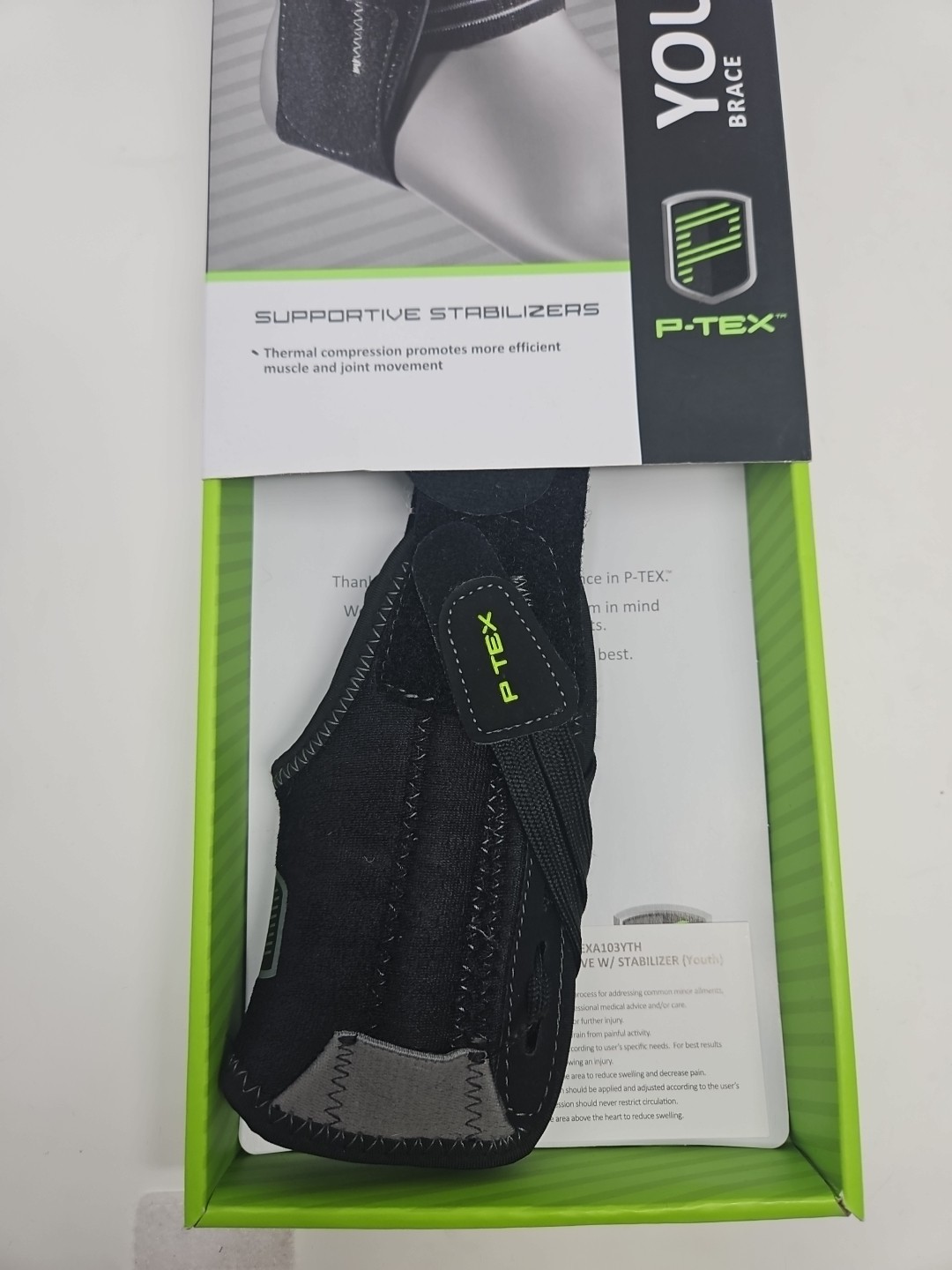P-Tex YOUTH SIZE Ankle Brace Supportive Stabilizers Thermal Compression Lace NEW