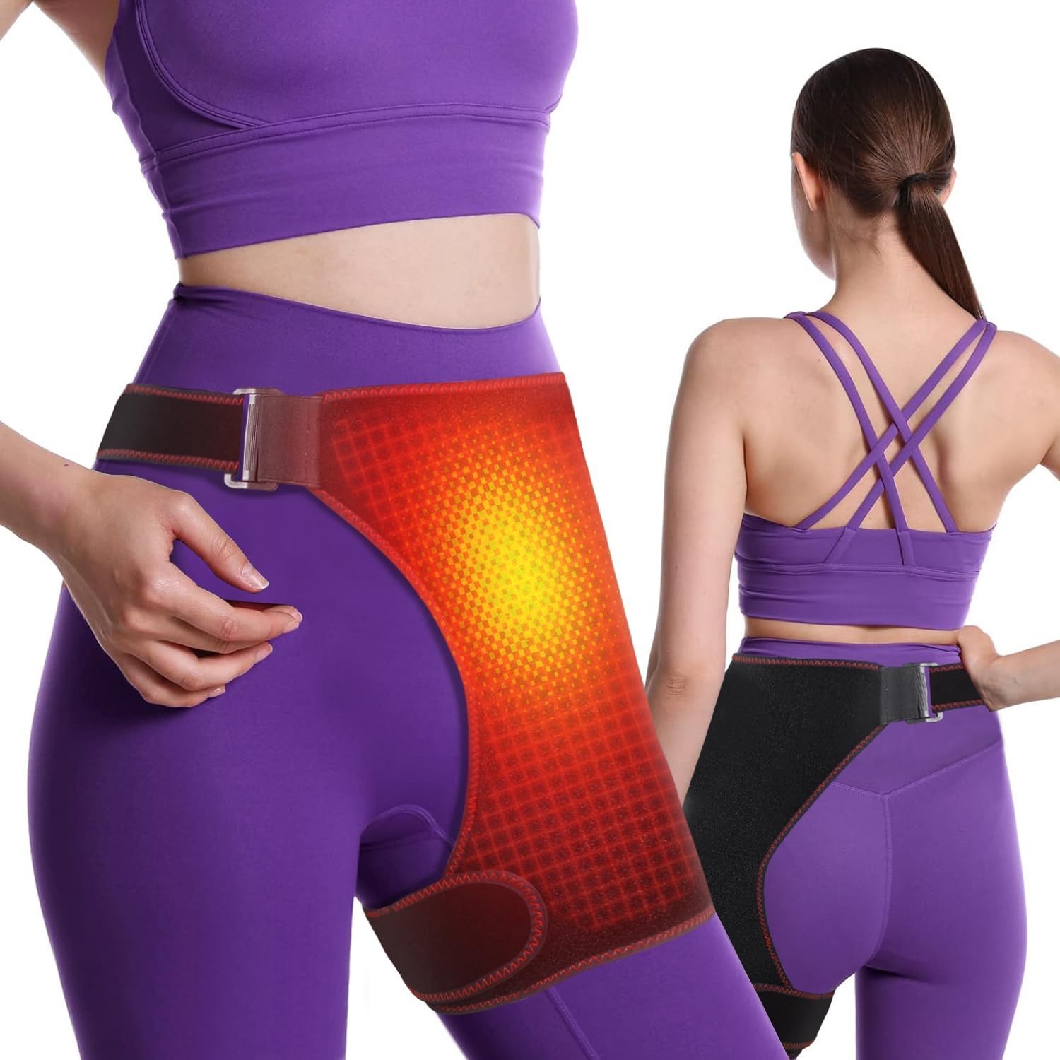 Electric Heated Hip Brace 3 Modes Vibration Hip Groin Massage Thigh Support Wrap