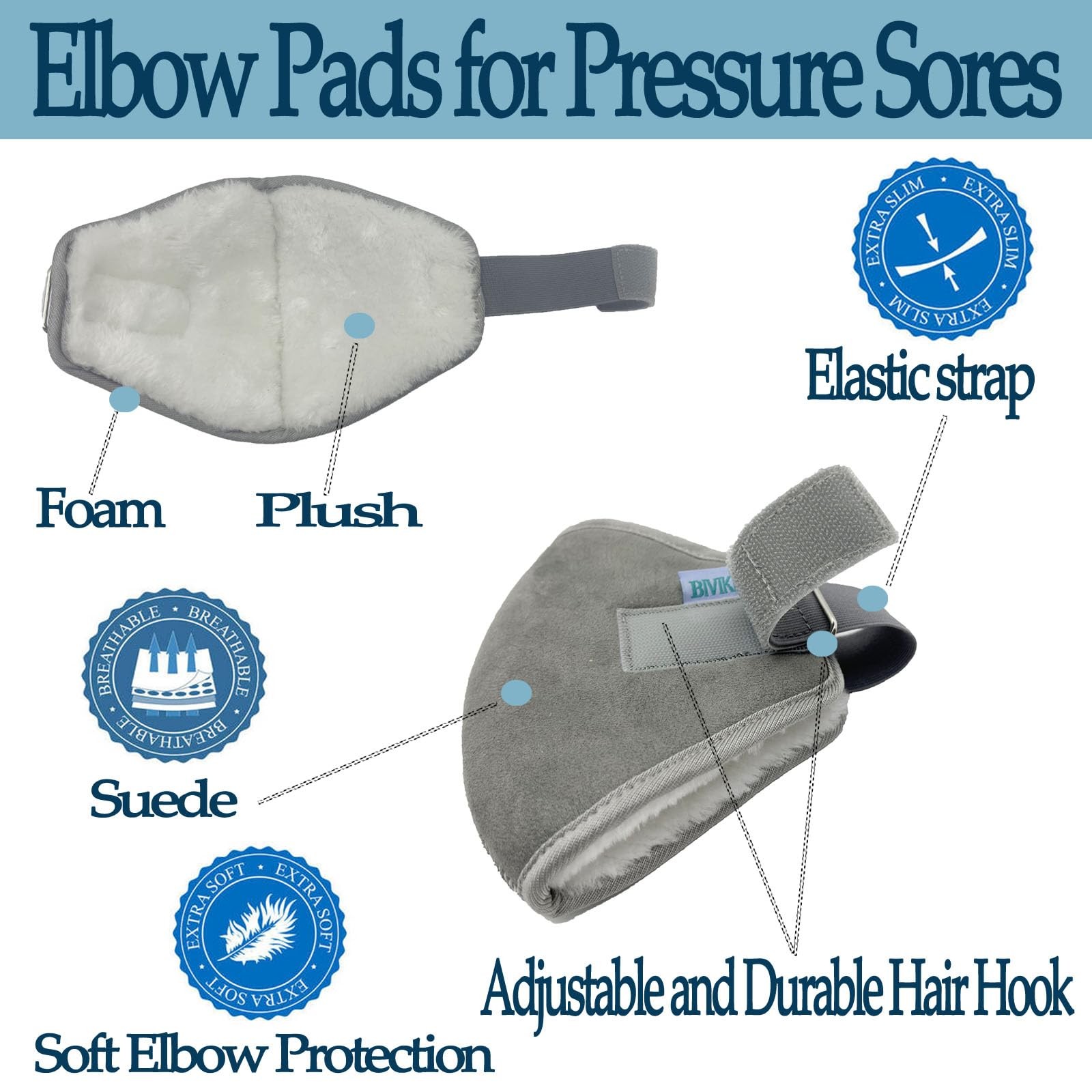 BIVIKEY 2pcs Elbow Protectors Grey 1 Pair