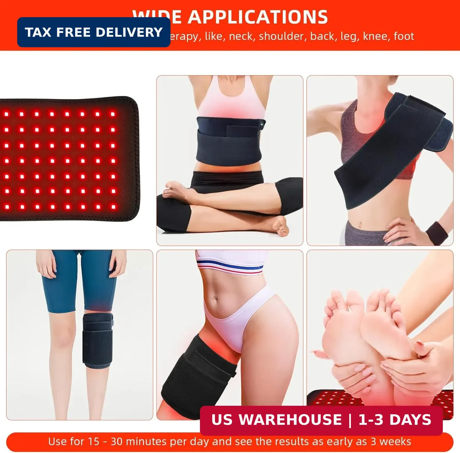 Red Light Therapy Pad for Body Back Knee Shoulder Hands Feet Portable 660nm 850n