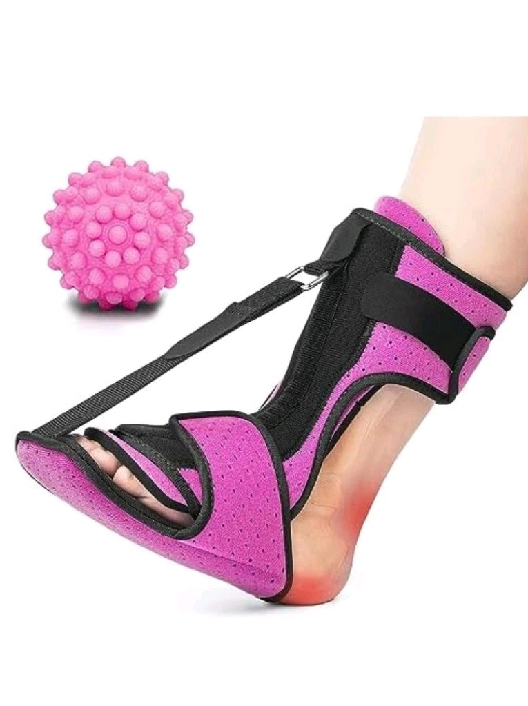 Upgraded Foot Brace with Massage Ball for Pain Plantar Fasciitis Night Splint
