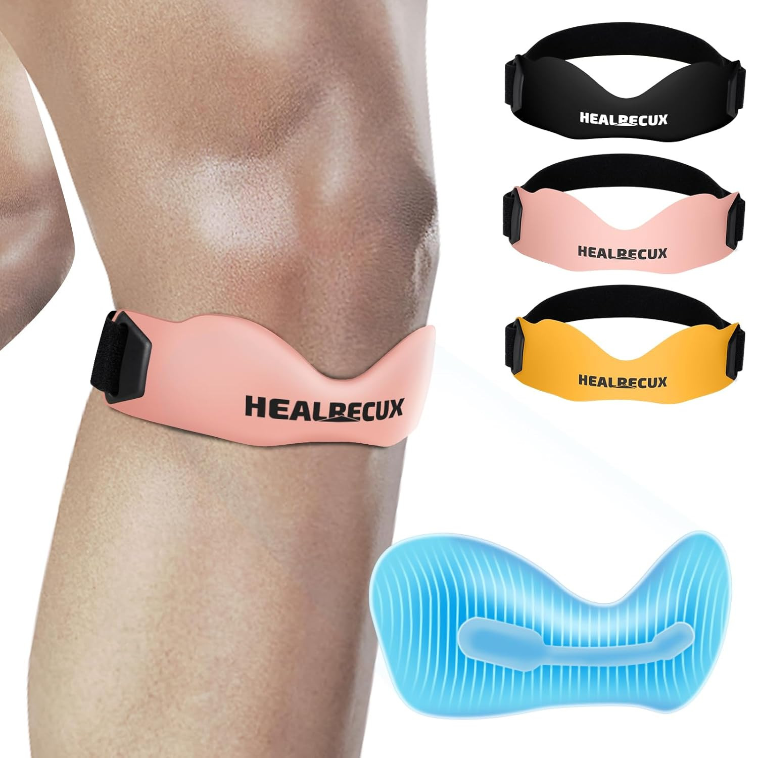 Silicone Patellar Tendon Support Strap, Adjustable Non-Slip Patella Band Stab…