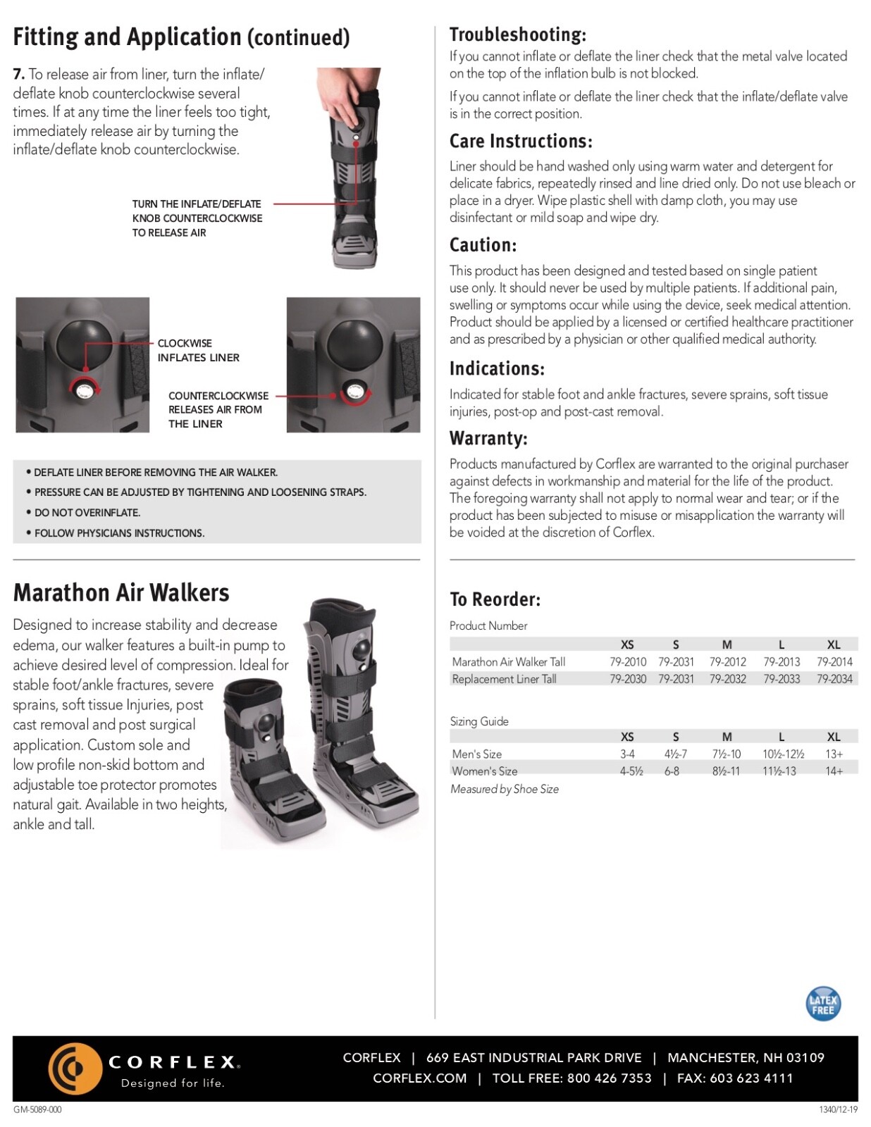 Corflex Tall Marathon Air Walker Boot – Size Extra Large/XL 79-2014-000