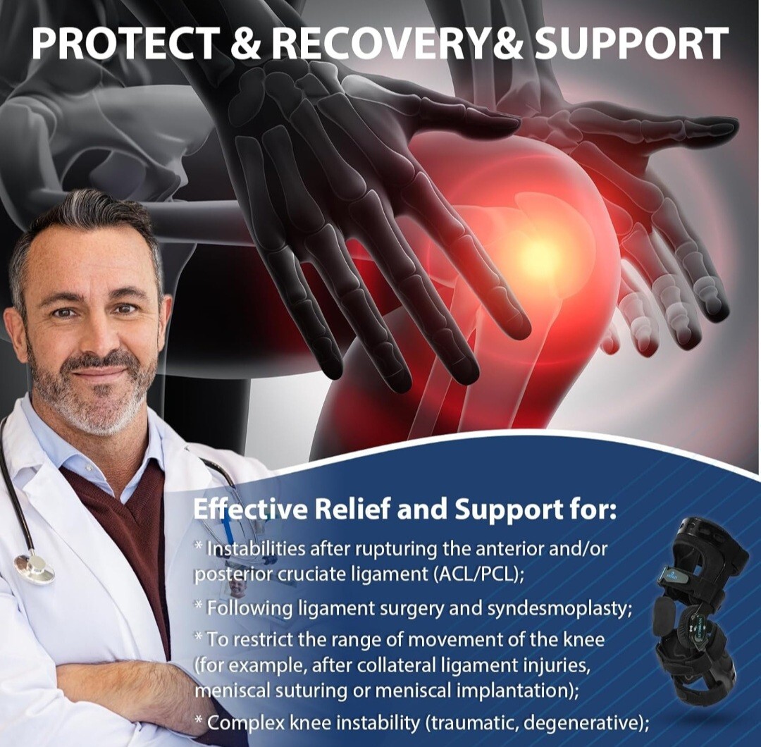 NVORLIY Hinged Knee Brace ROM Right / XL Adjustable NEW