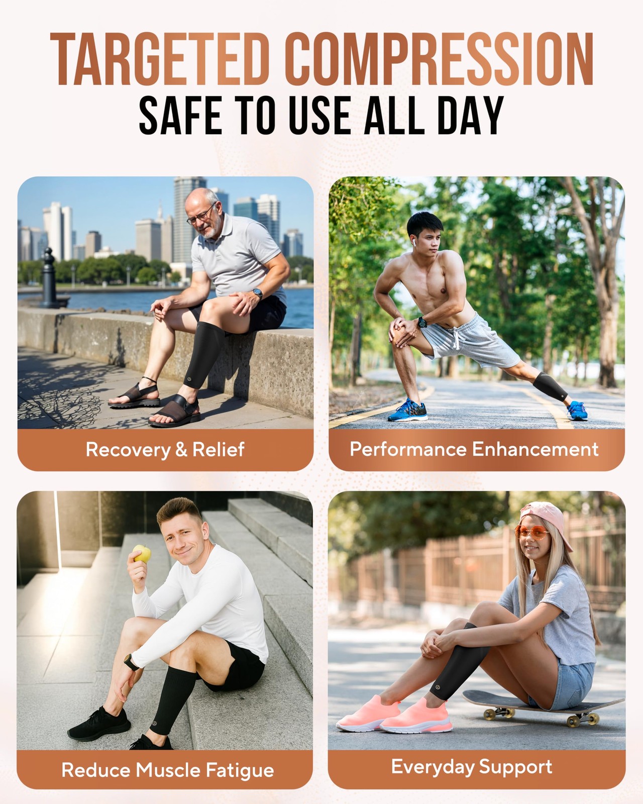 Share Copper Calf Compression Sleeve Medium Breathable Non Slip TheraCopper