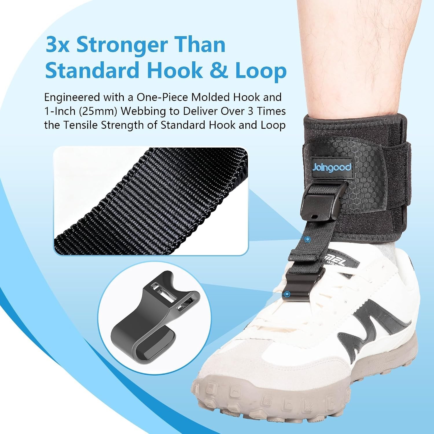 AFO Foot Drop Brace for Walking, Upgraded Zinc Alloy Hook, Includes Eyelet Ho…