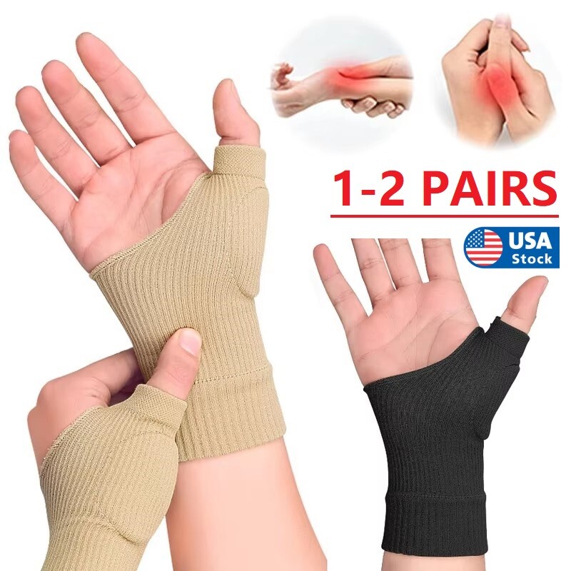 2PAIR Thumb Wrist Rest Compression Sleeve Adult Elastic Thumb Splint Glove Liner