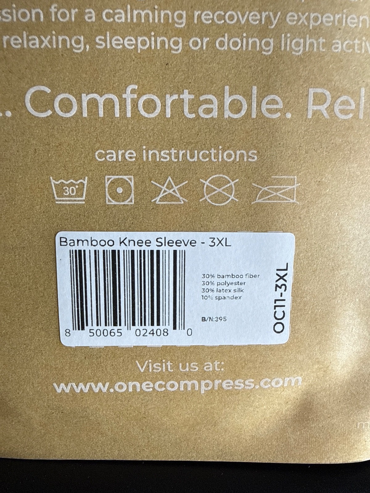 One Compress Premium natural healing Bamboo compression knee sleeve (3xl gray)
