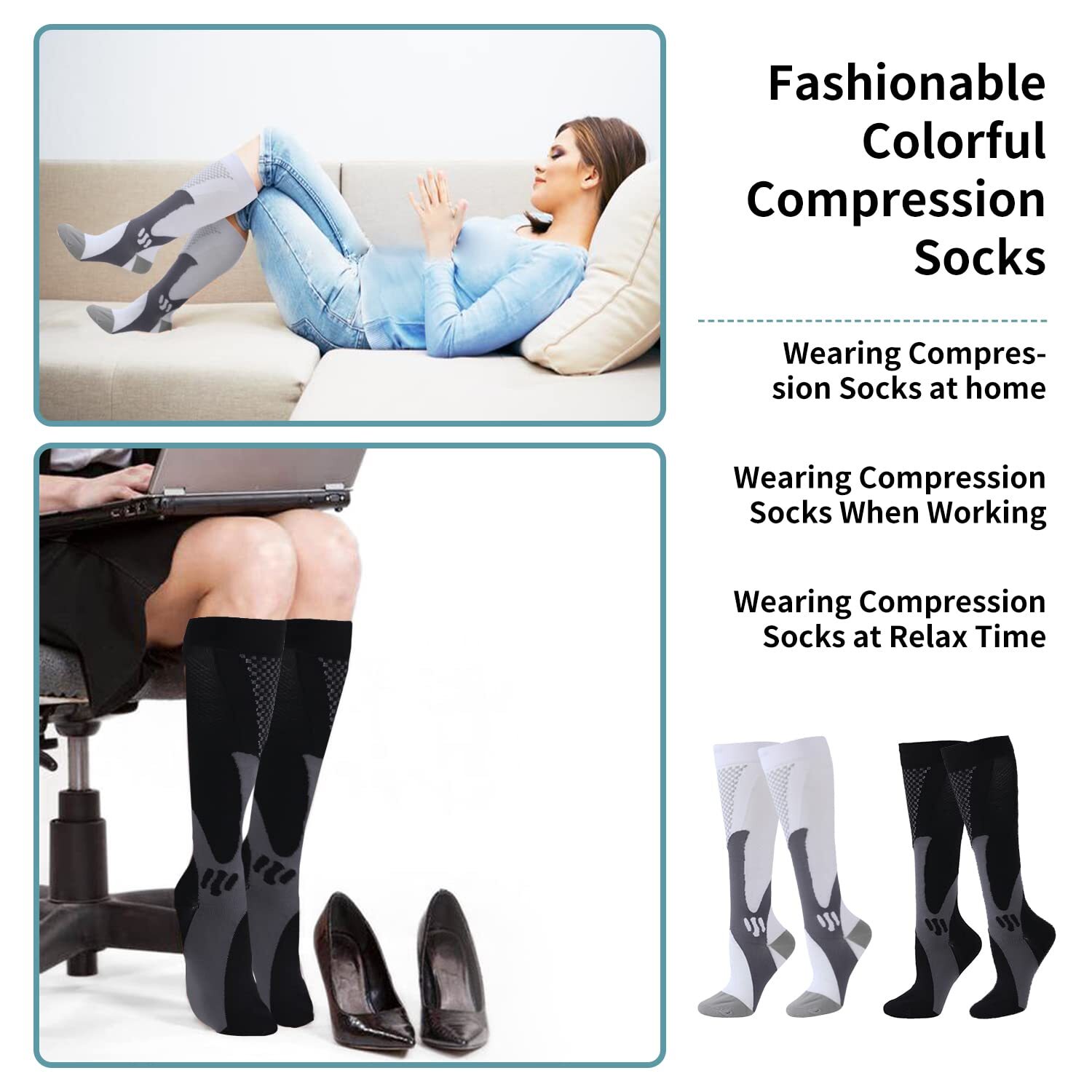 Compression Socks Stockings Knee High Medical 20-30 mmHG S/M – X/XL Womens Mens