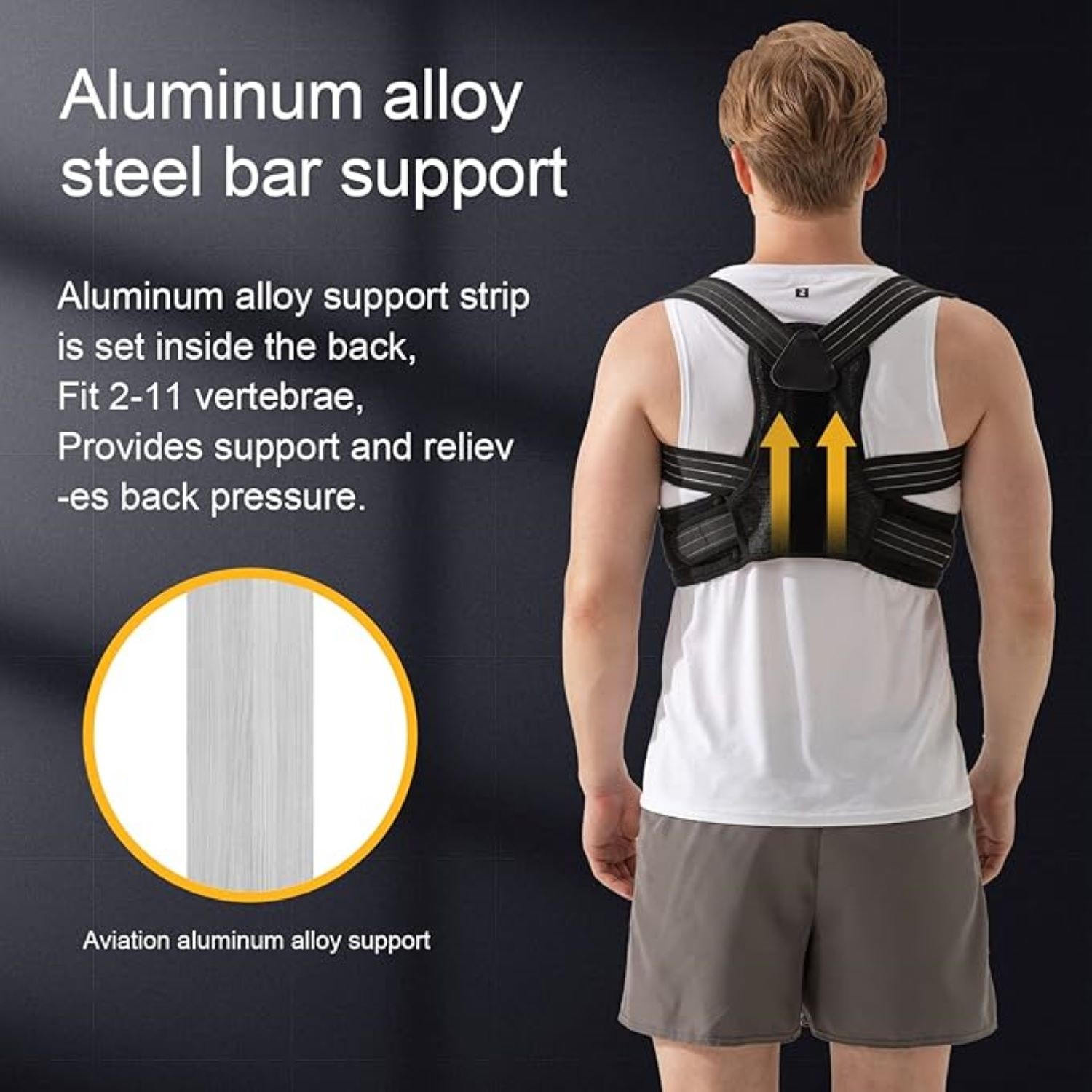 Portzon Back Brace Posture Corrector Men Women Adjustable Shoulder Support, XL