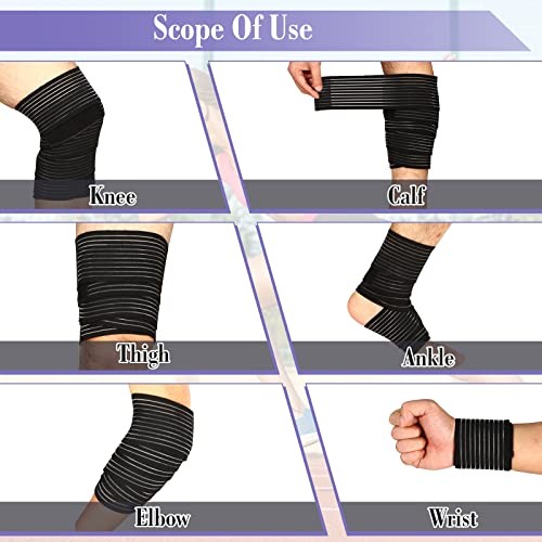 6 Pieces 2 Size Elastic Calf Compression Bandage Sport Leg Compression Wraps