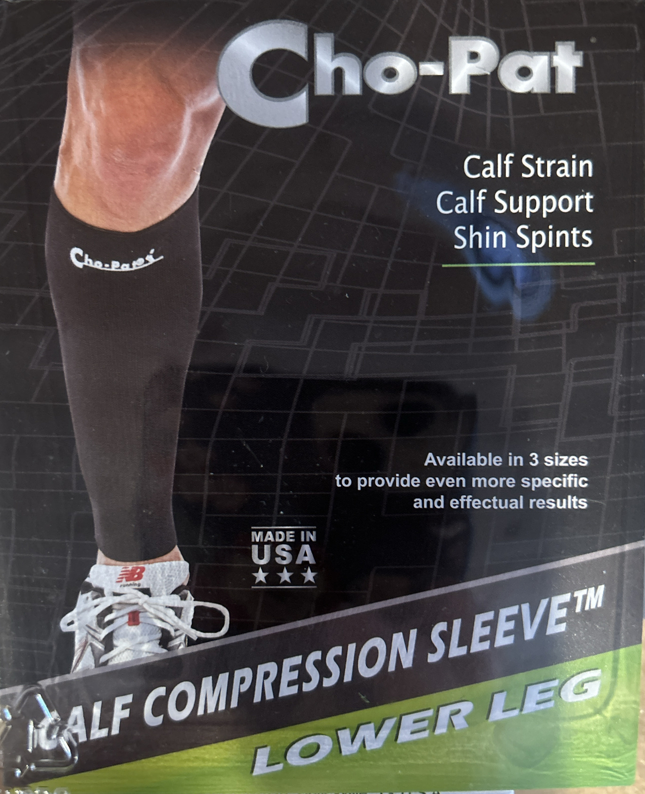 New in Box Cho-Pat calf compression sleeve support black small 8″-11″