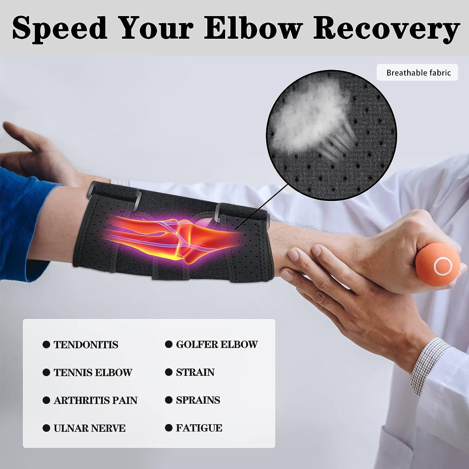 Elbow Brace,Comfortable Night Elbow Sleep Support,Elbow Splint, Adjustable Stabi