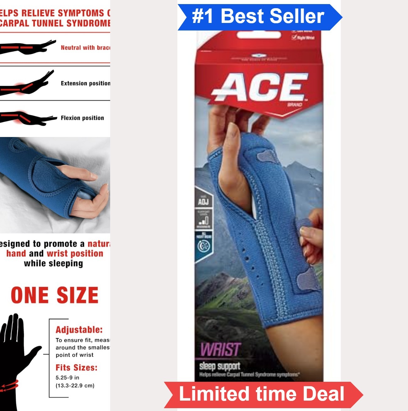 Night Wrist Sleep Support Adjustable Carpal Tunnel Relief Brace for Sleeping
