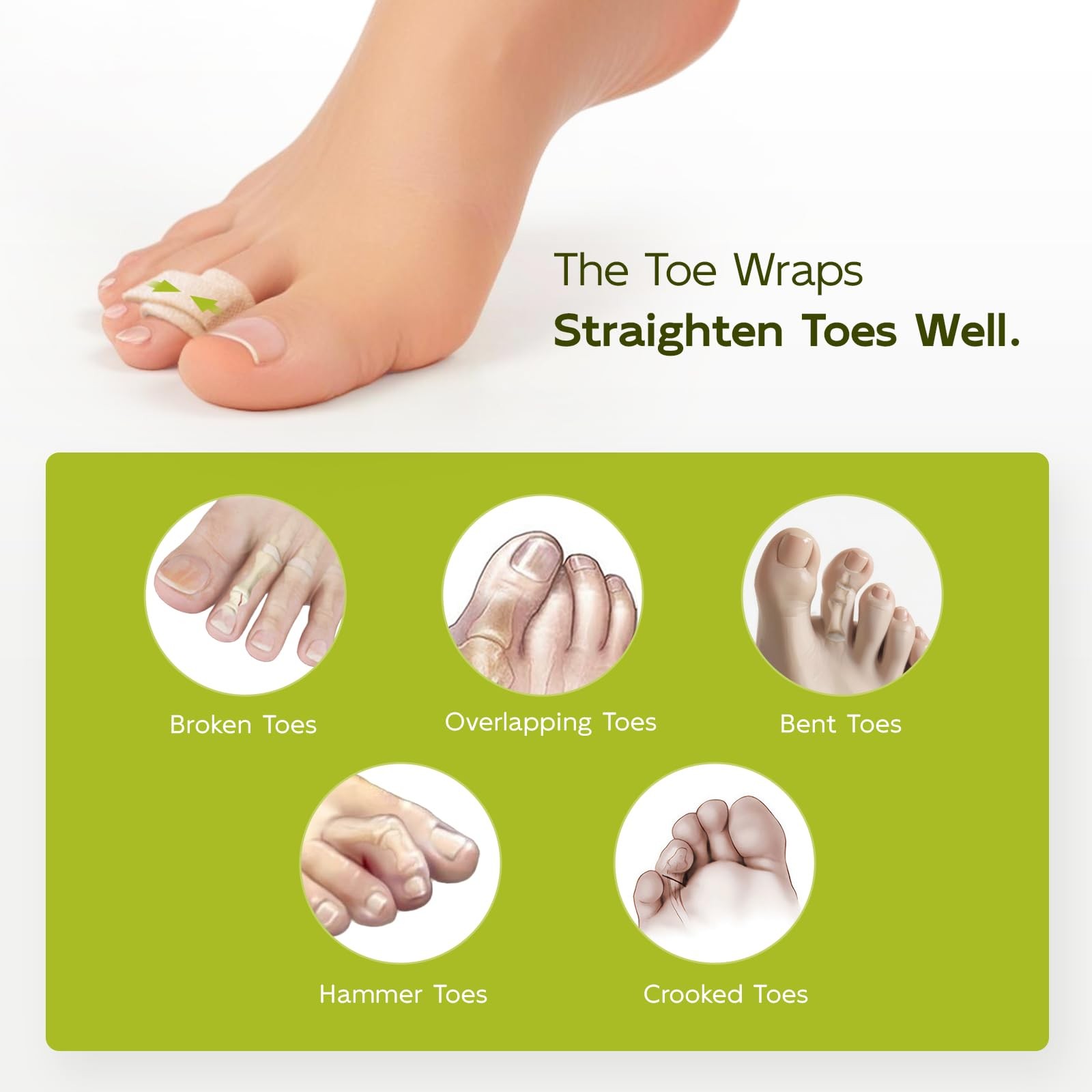 Hammertoe Corrector – 10 Pack Toe Straighteners – Broken Toe Wraps – Realign …