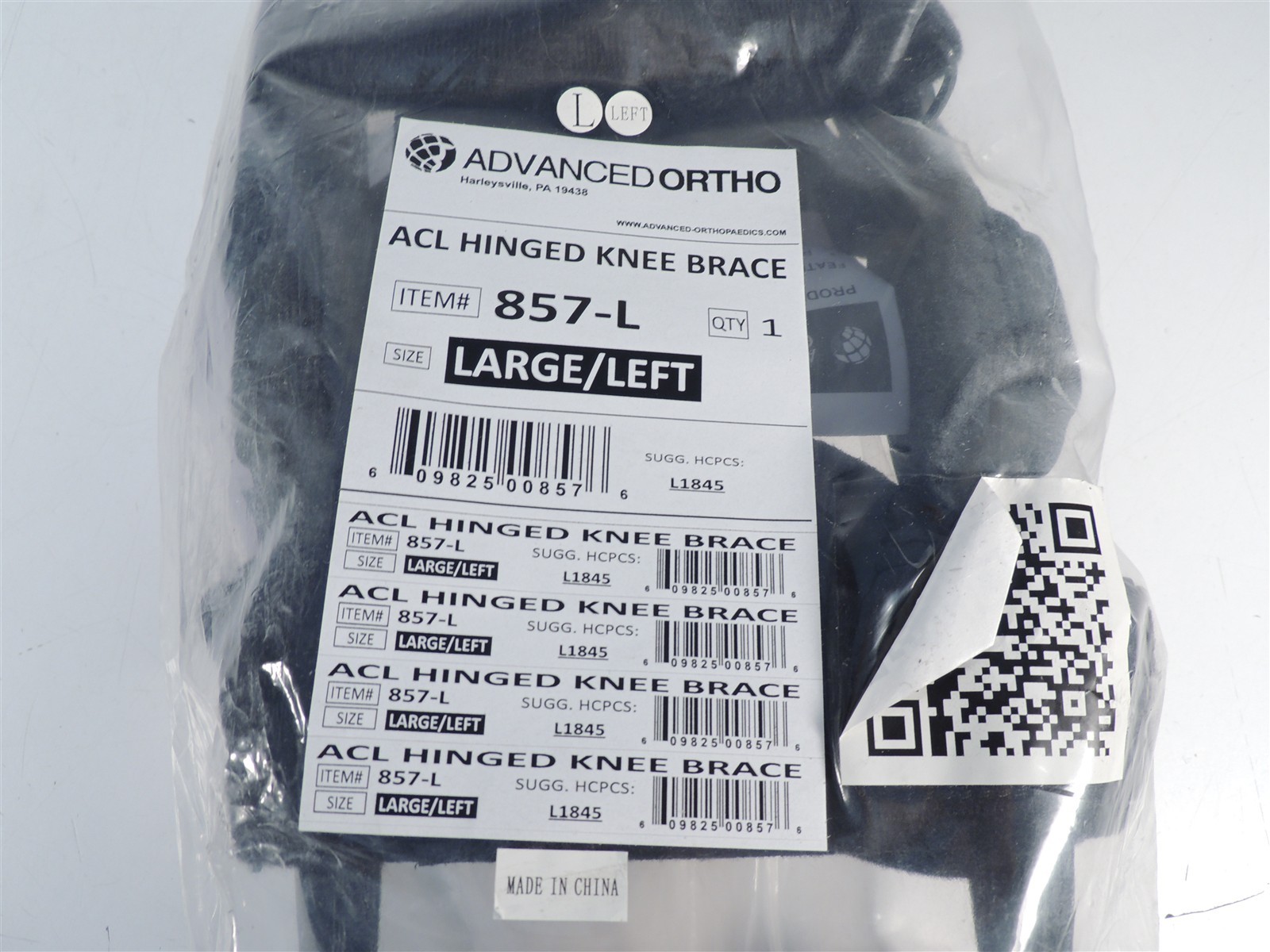 Advanced Ortho Hinged ROM Sports Knee Brace for ACL Large Left 847-L New