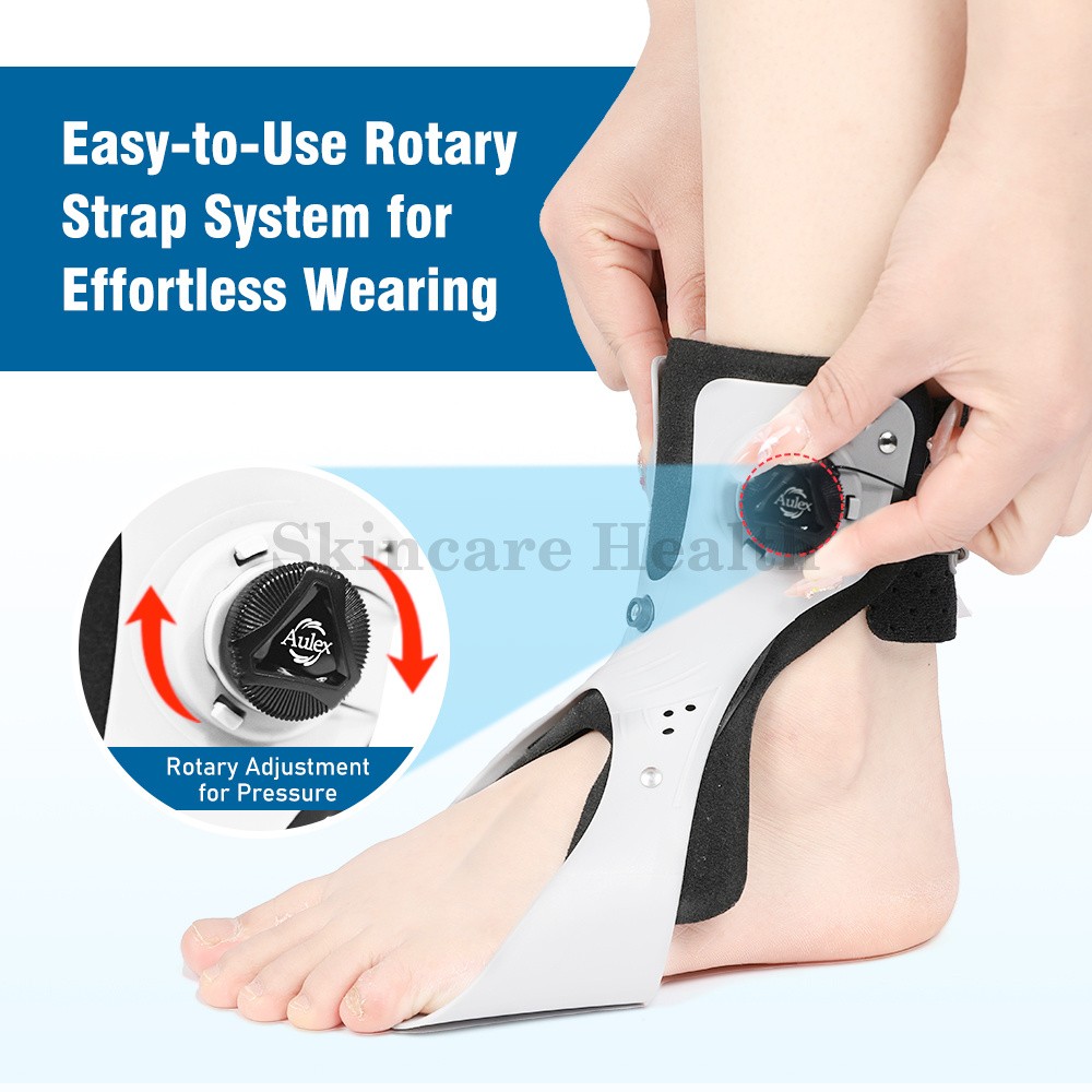Adjustable AFO Foot Drop Brace with Dial Knob & Air Cushion Ankle Support