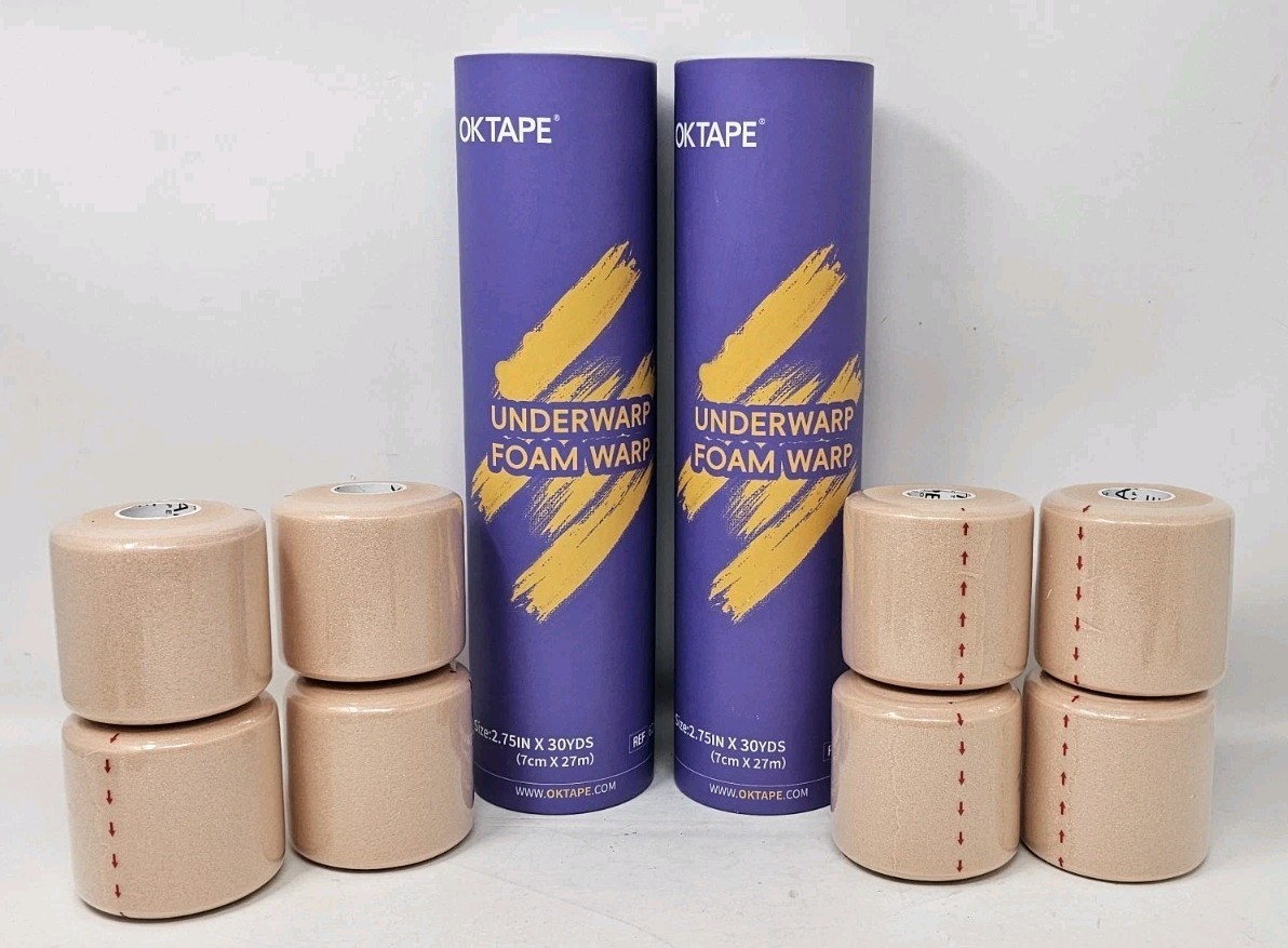 OK Tape-8 Rolls Underwarp Foam Warp 2.75”x30 Yards Non Adhesive PU Sponge BEIGE