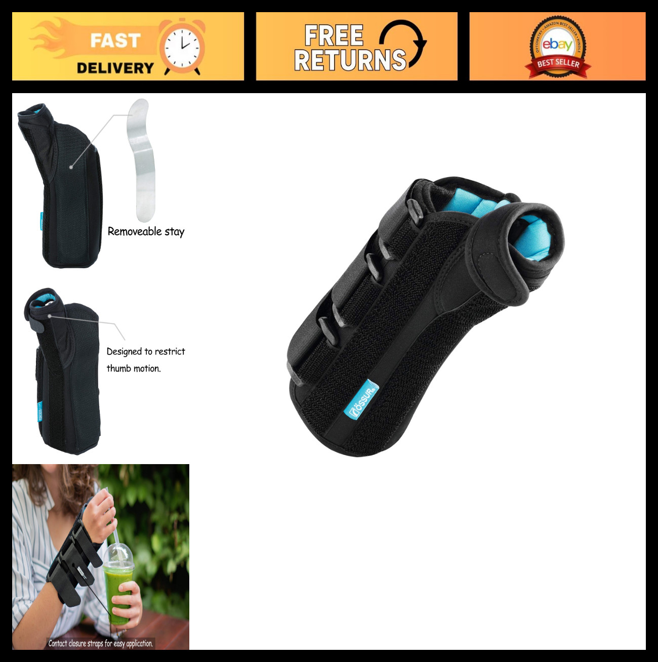 Thumb Spica Brace for DeQuervain’s Tendonitis, Arthritis, Gamekeeper’s Thumb | R